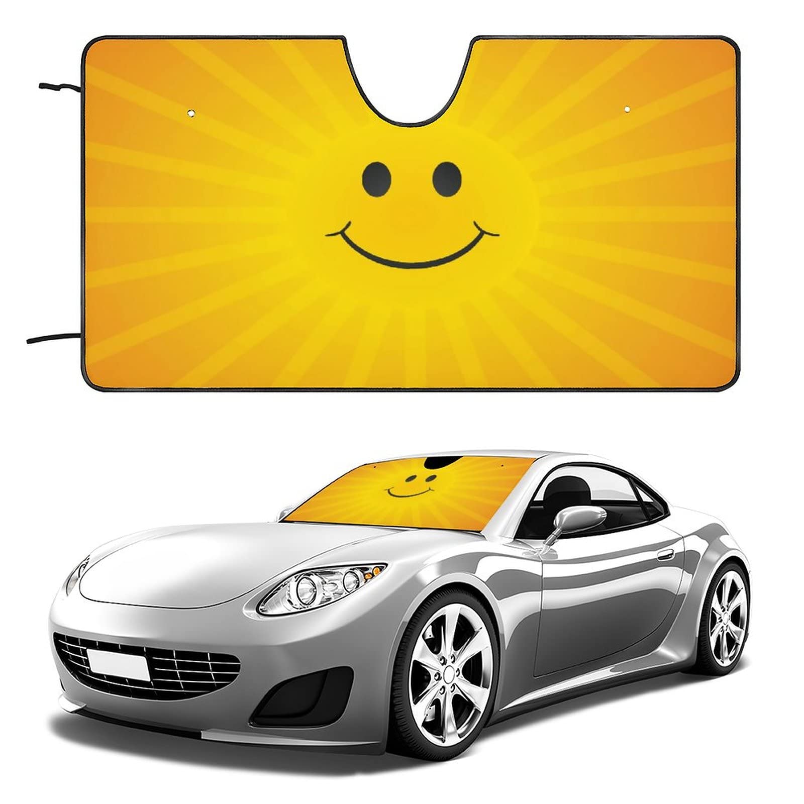 Cute Cartoon Car Sun Shade - Foldable UV & Heat Reflector for Sedans (55