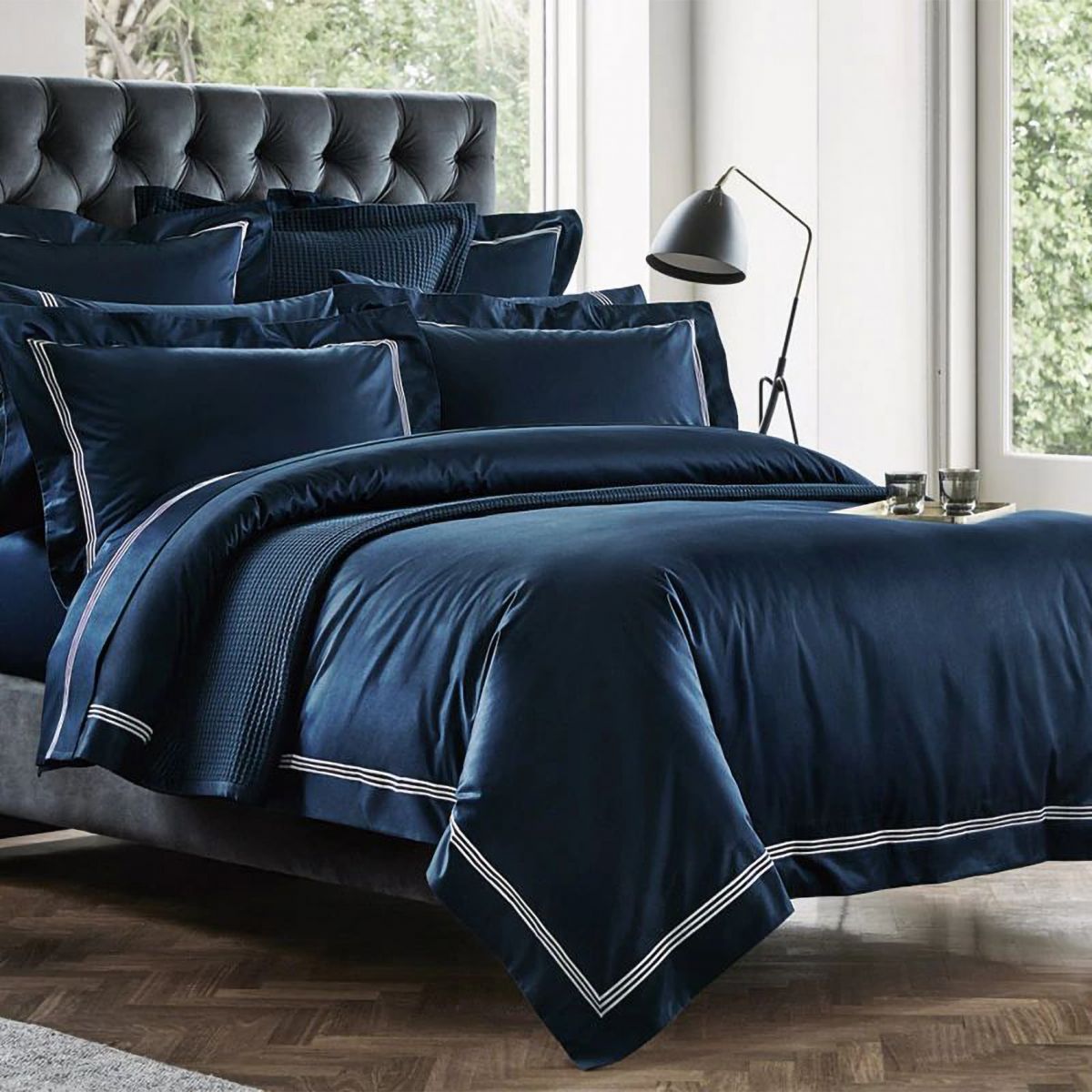 Luxury 1200 Thread Count Palaise Lux Midnight Quilt Cover Set by Sheridan - Premium Soft Bedding for Master Bedroom & Guest Room Decor