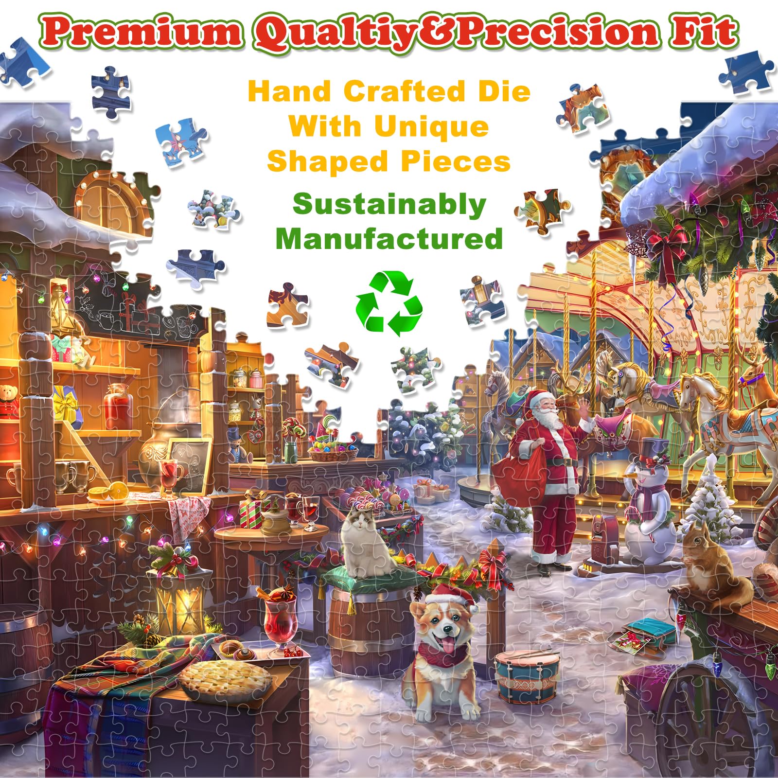 500-Piece Christmas Jigsaw Puzzle for Adults & Kids Ages 8+ - Medium Difficulty Family Board Game (19.7