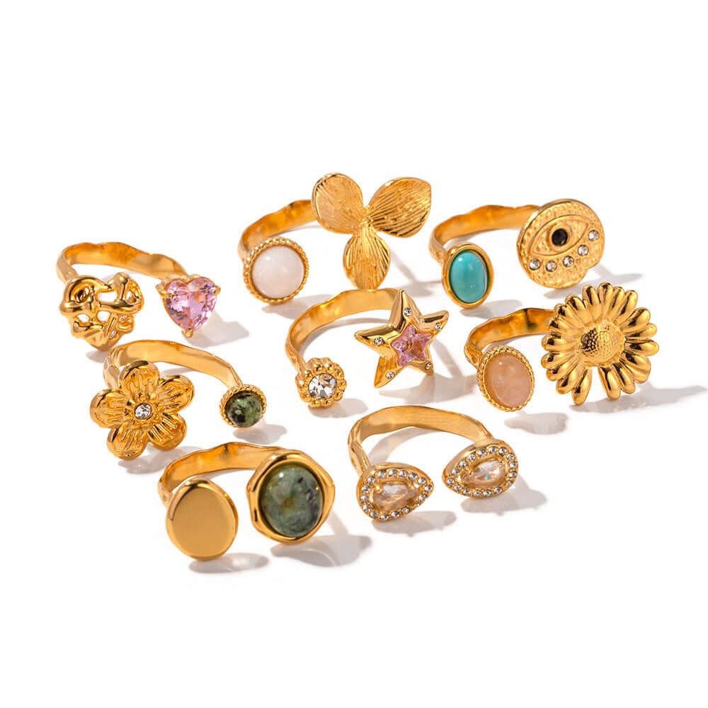 Chunky French Gold Open Cuff Waterproof Split Ring Bracelet | JDR021 | Elegant Jewelry for Women, Perfect for Parties, Weddings & Daily Wear