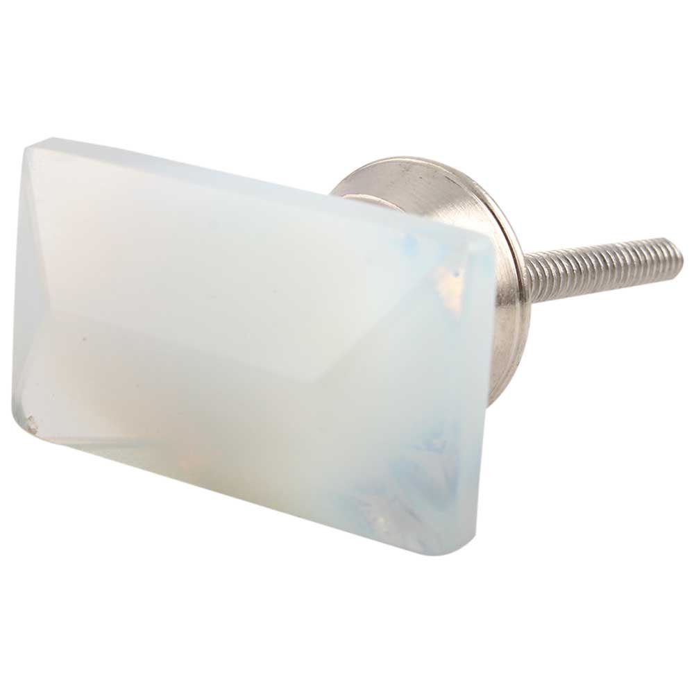 2-Pack Glass White Prism Rectangle Drawer Knobs - Premium Cabinet Hardware for Kitchen, Bathroom & Dresser - Elegant Decorative Pulls for Modern Home Décor - Perfect for Cabinets, Drawers & Furniture Upgrades