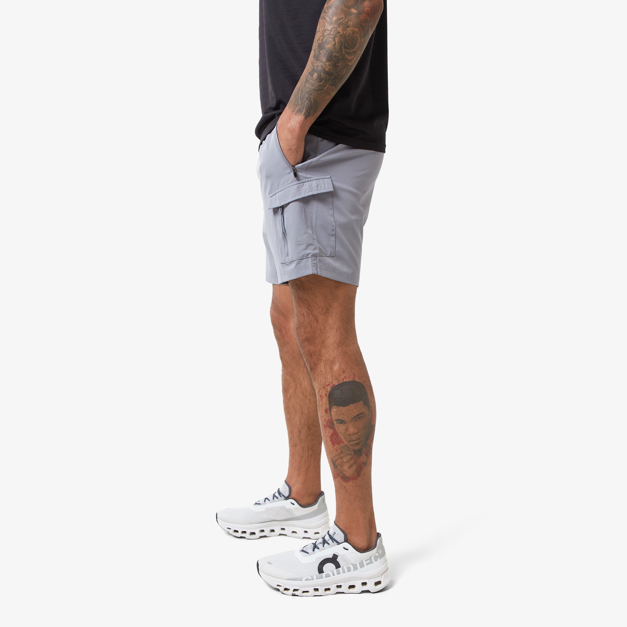 Tech Cargo Performance Shorts for Men - Mid Grey | Lightweight Quick-Dry Workout & Gym Shorts | Perfect for Running, Training & Outdoor Activities