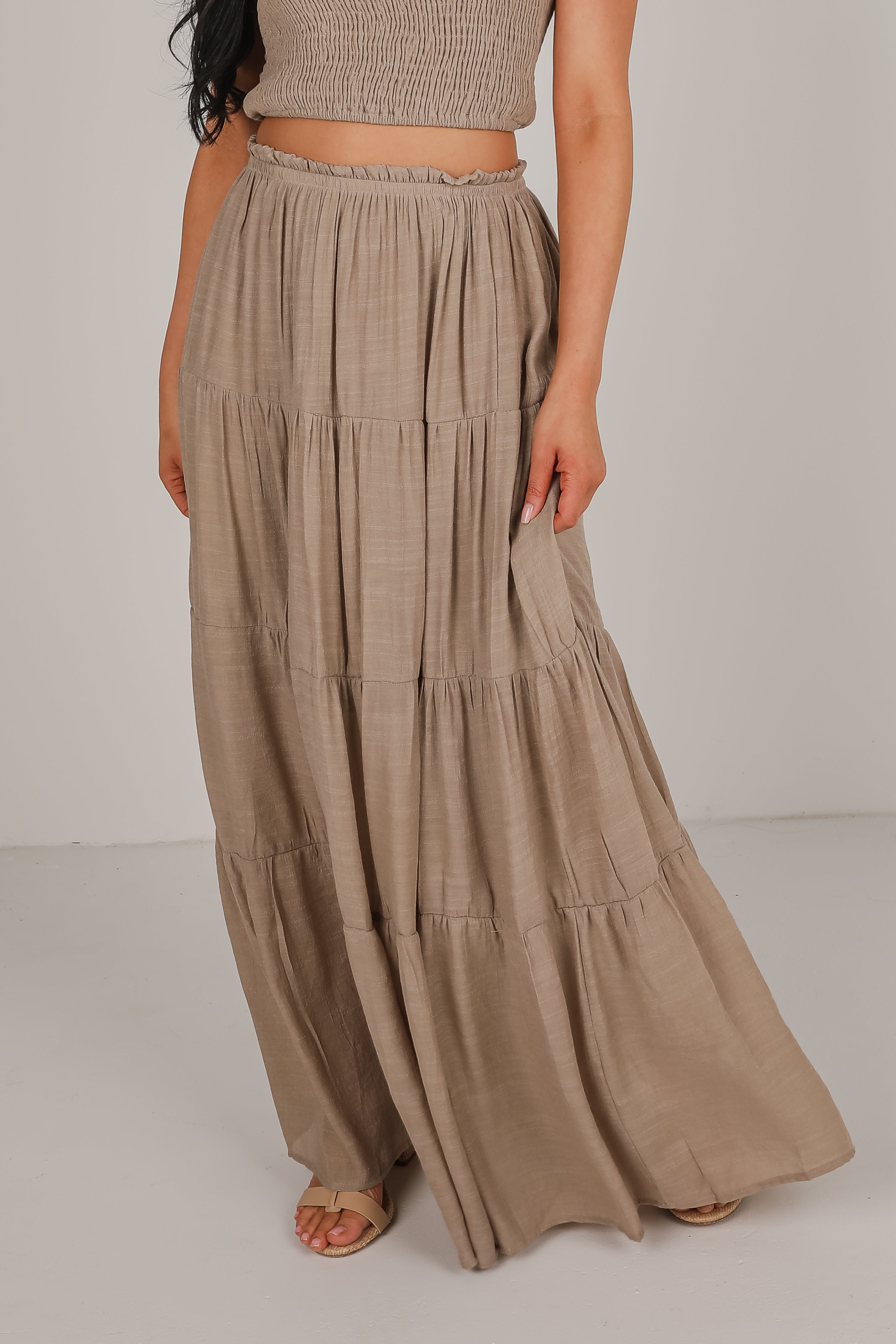 Beach Breeze Tiered Maxi Skirt for Women - Flowy Summer Long Skirt with Side Slits | Perfect for Vacations, Beach Trips & Boho Outfits