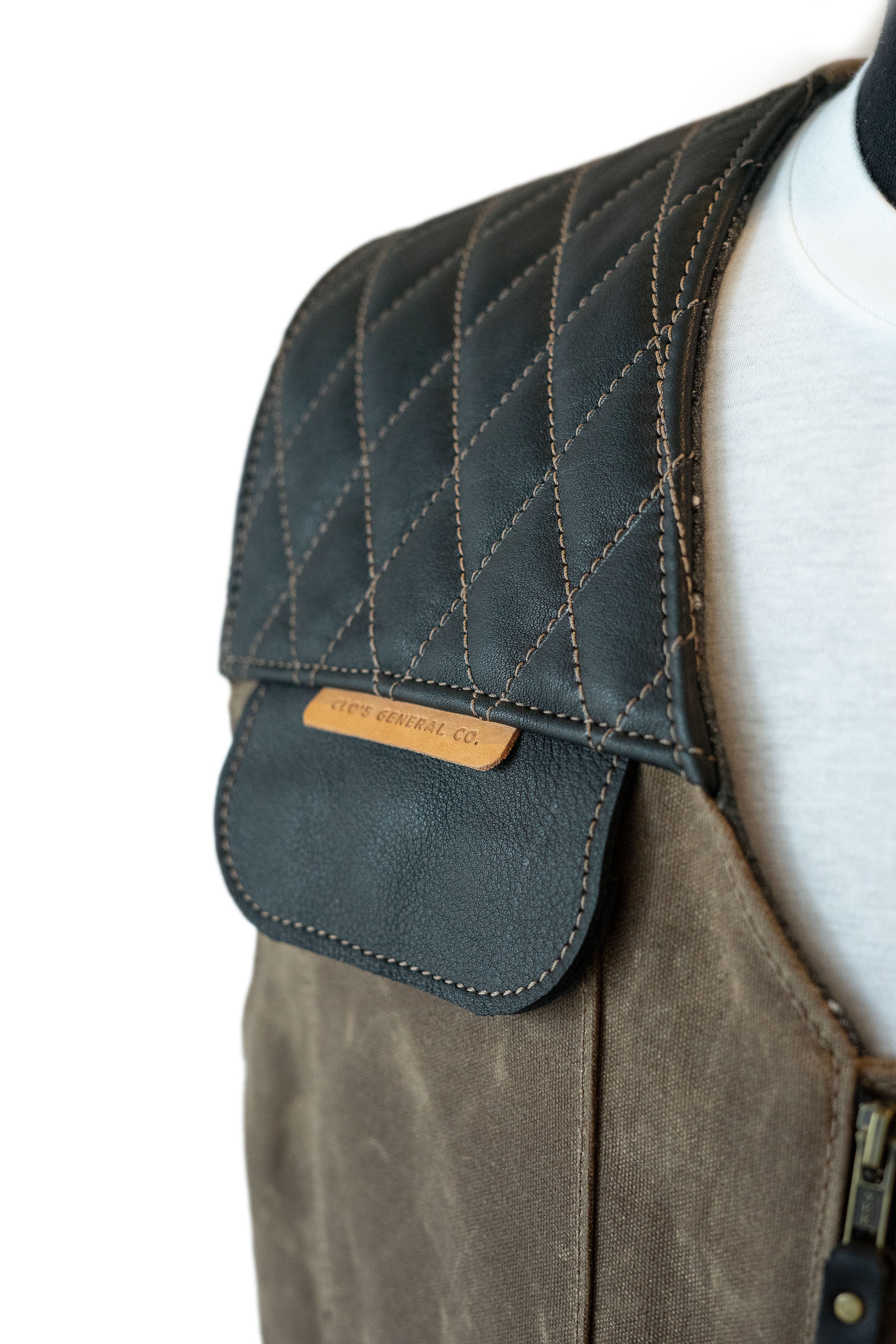 LIMITED EDITION VEST - Brush Brass Canvas & Black Leather Jacket for Men | Preorder Now | Perfect for Outdoor Adventures & Casual Wear