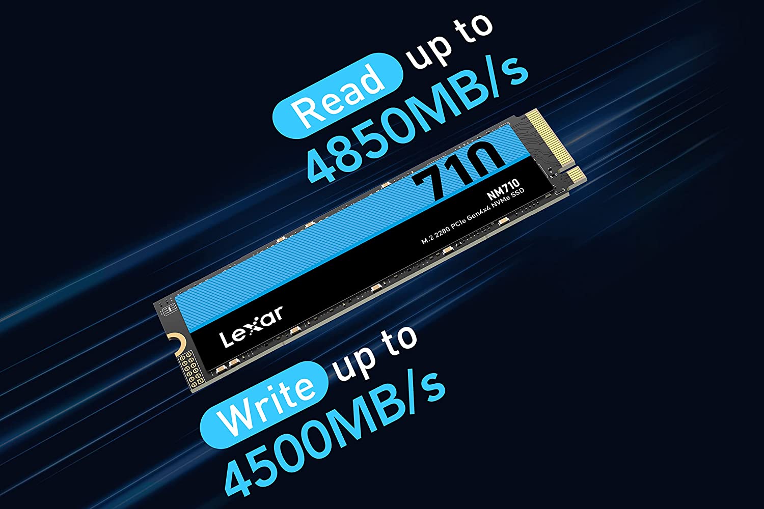 Lexar NM710 PCIe Gen4x4 M.2 2280 NVMe SSD 1TB/2TB High-Speed Solid State Drive for Gaming, Video Editing & PC Upgrades - Fast Read/Write Speeds up to 5000MB/s