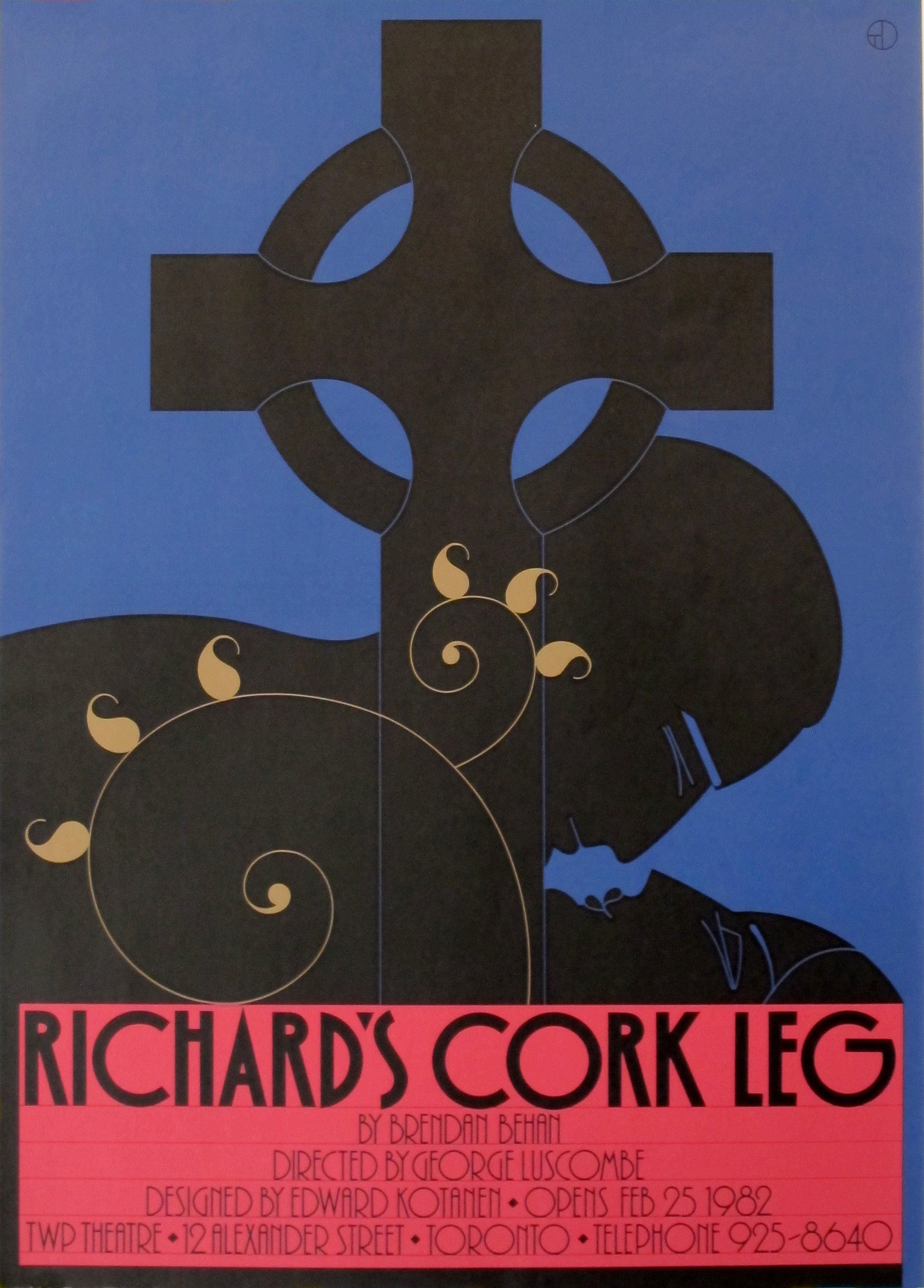 Vintage 1982 Original Canadian Theatre Poster - Richard's Cork Leg - Rare Collectible Theater Memorabilia for Home Decor, Office, or Gift