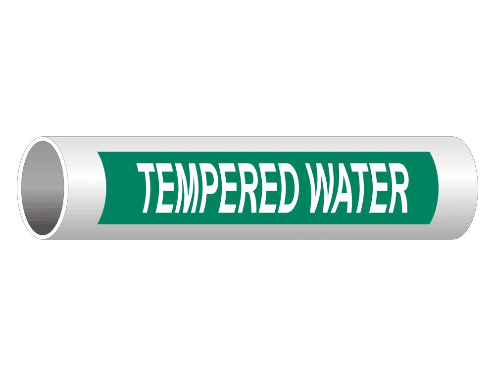 ComplianceSigns.com 8x2 Inch Pipe Label Decal - 5 Pack Vinyl Pipe Markers with White Text on Green Background | OSHA ANSI Compliant for Water Pipe Identification in Industrial, Commercial & Plumbing Applications