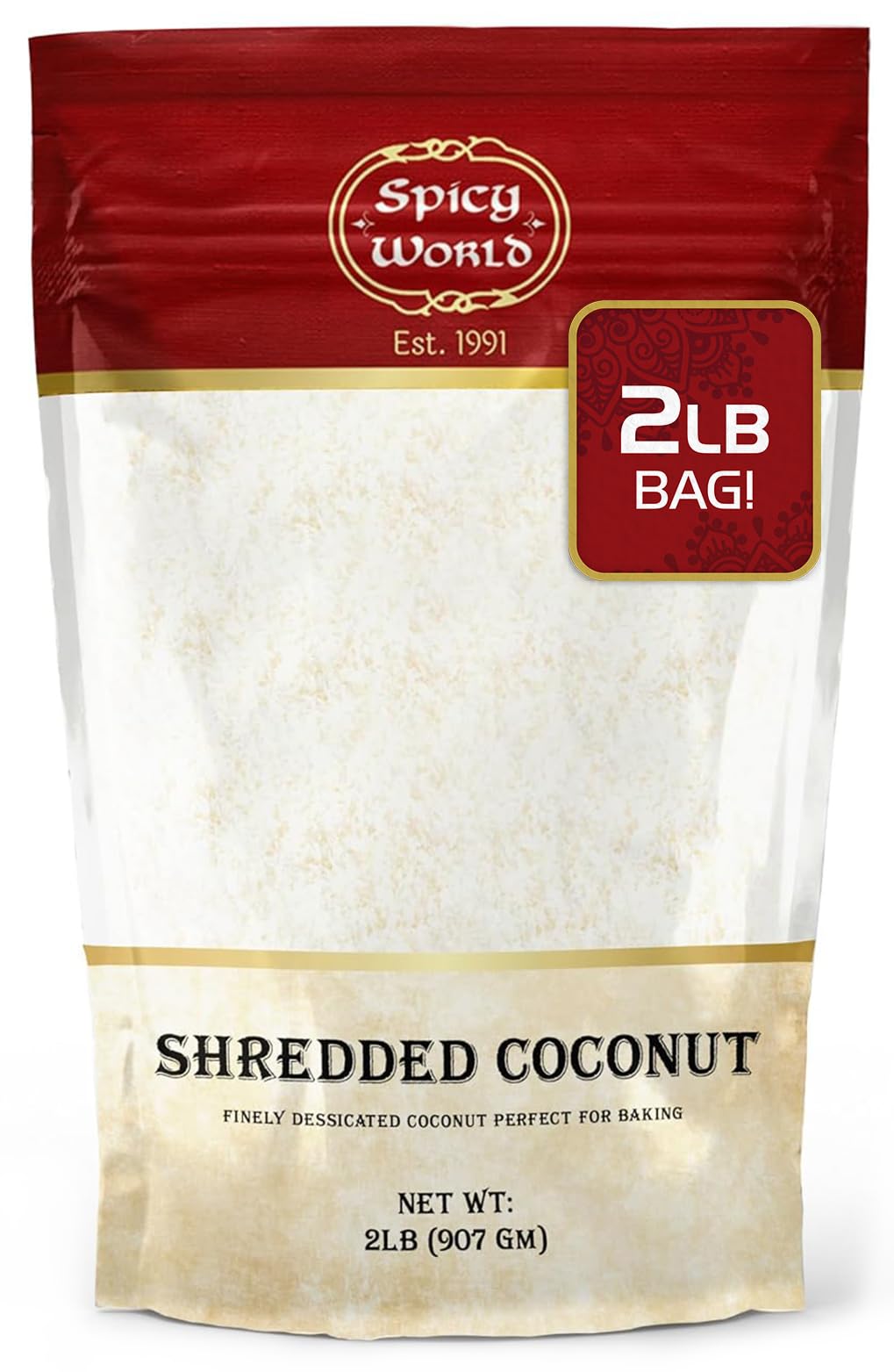 Premium Unsweetened Desiccated Coconut Powder - 2 Pound Bulk Bag | Finely Shredded for Baking, Smoothies, Desserts | Vegan, Gluten-Free, Keto-Friendly | Perfect for Coconut Macaroons, Pina Coladas & Healthy Snacks