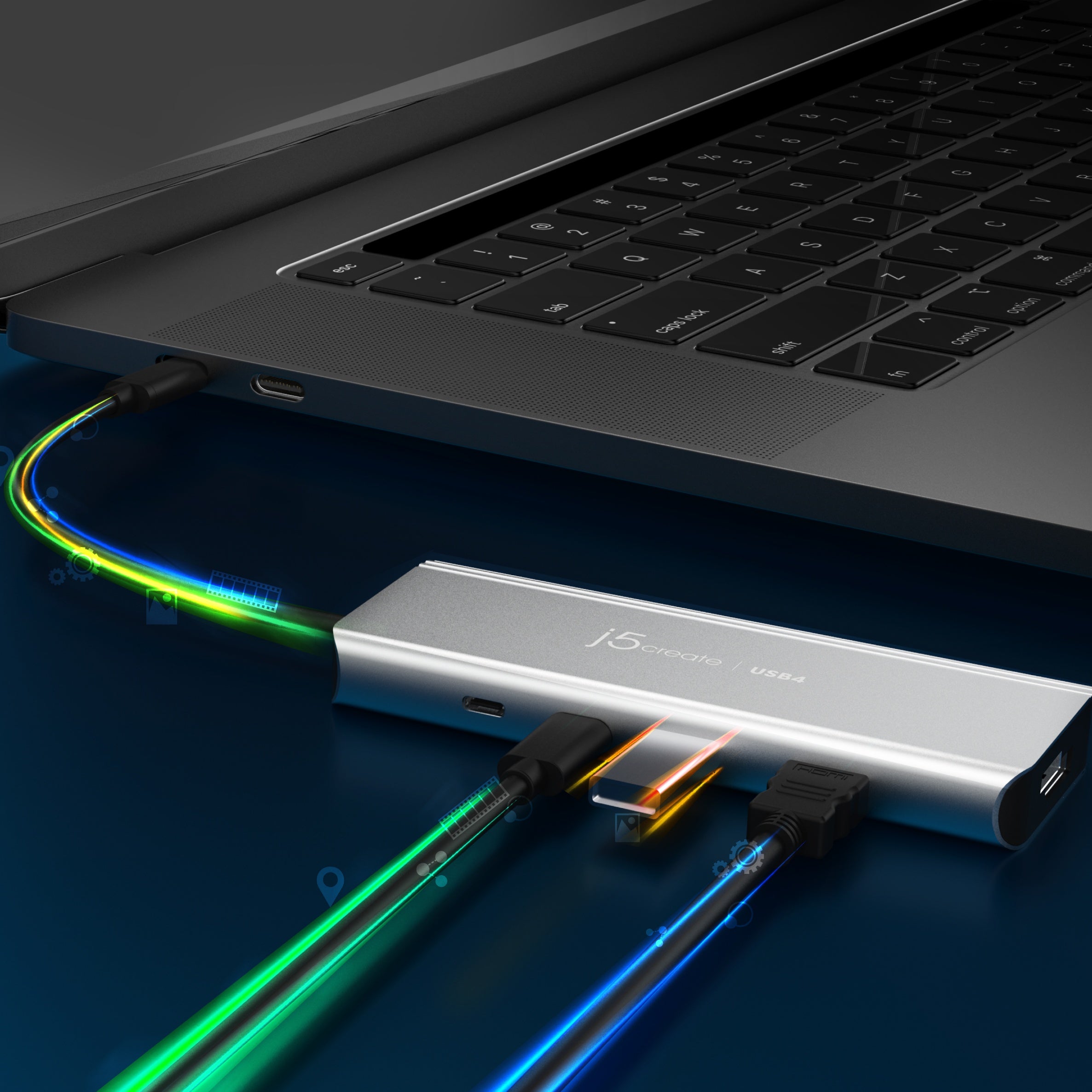 USB4® Dual 4K Multi-Port Hub - 7-in-1 Adapter with 100W PD, HDMI, USB-C, USB-A for MacBook Pro/Air, Dell XPS, iPad Pro - Perfect for Home Office & Video Conferencing