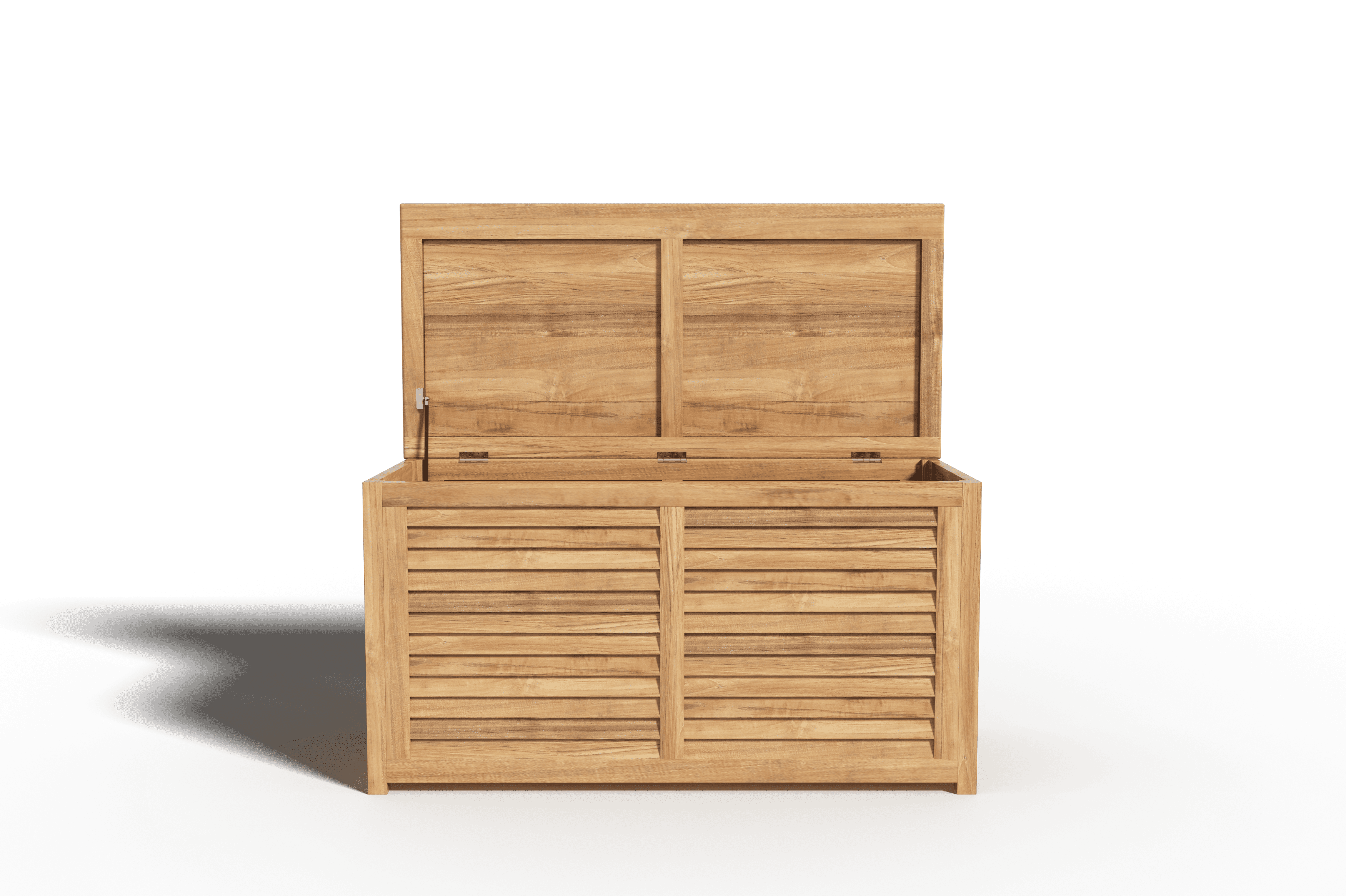 Martha Teak Outdoor Storage Cushion Box - Weatherproof Patio Furniture Bench with Seat Cushion Storage - Perfect for Garden, Deck, and Poolside Organization