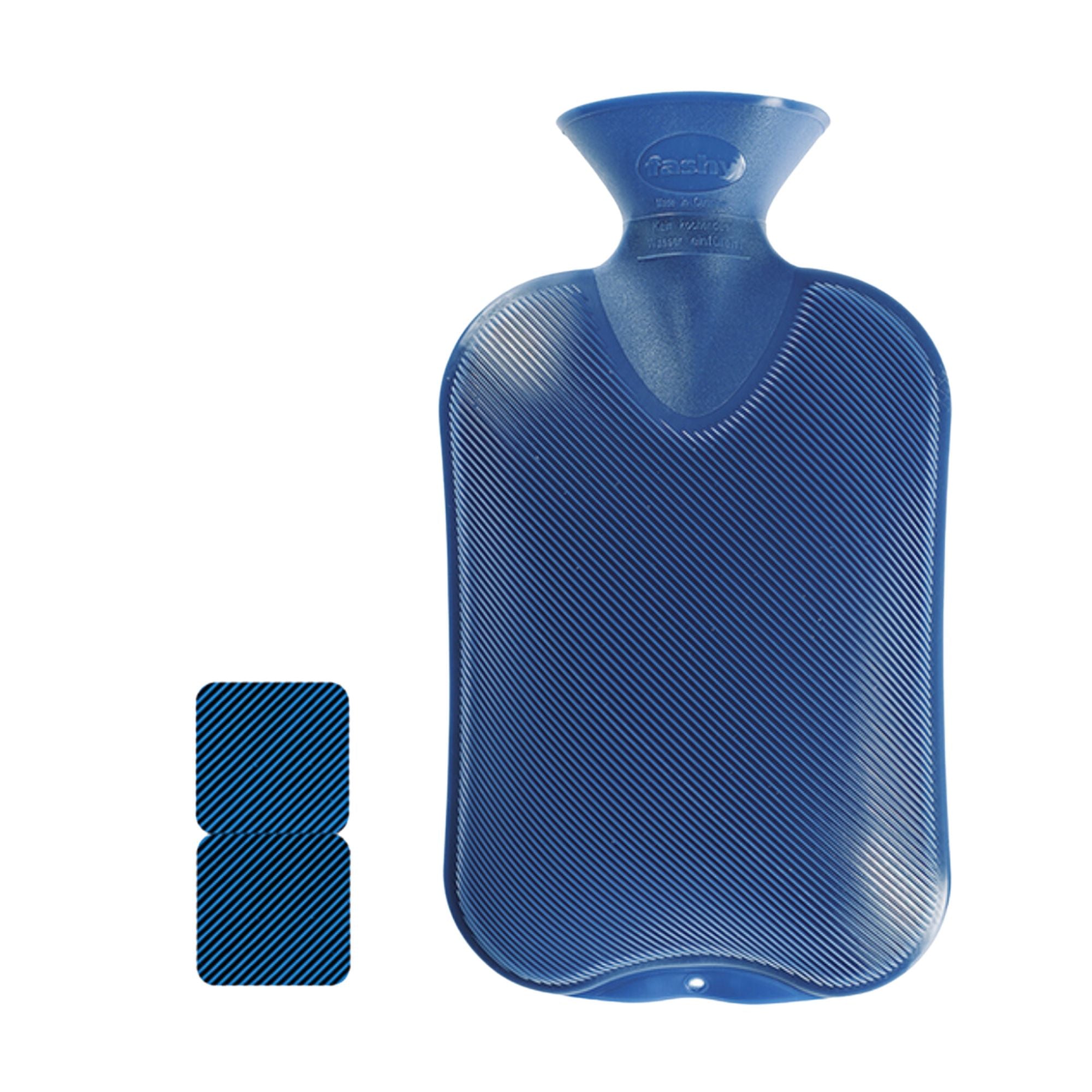 2 Liter Blue Double Ribbed Fashy Hot Water Bottle - Long Lasting Warmth for Pain Relief, Cold Weather & Cozy Nights