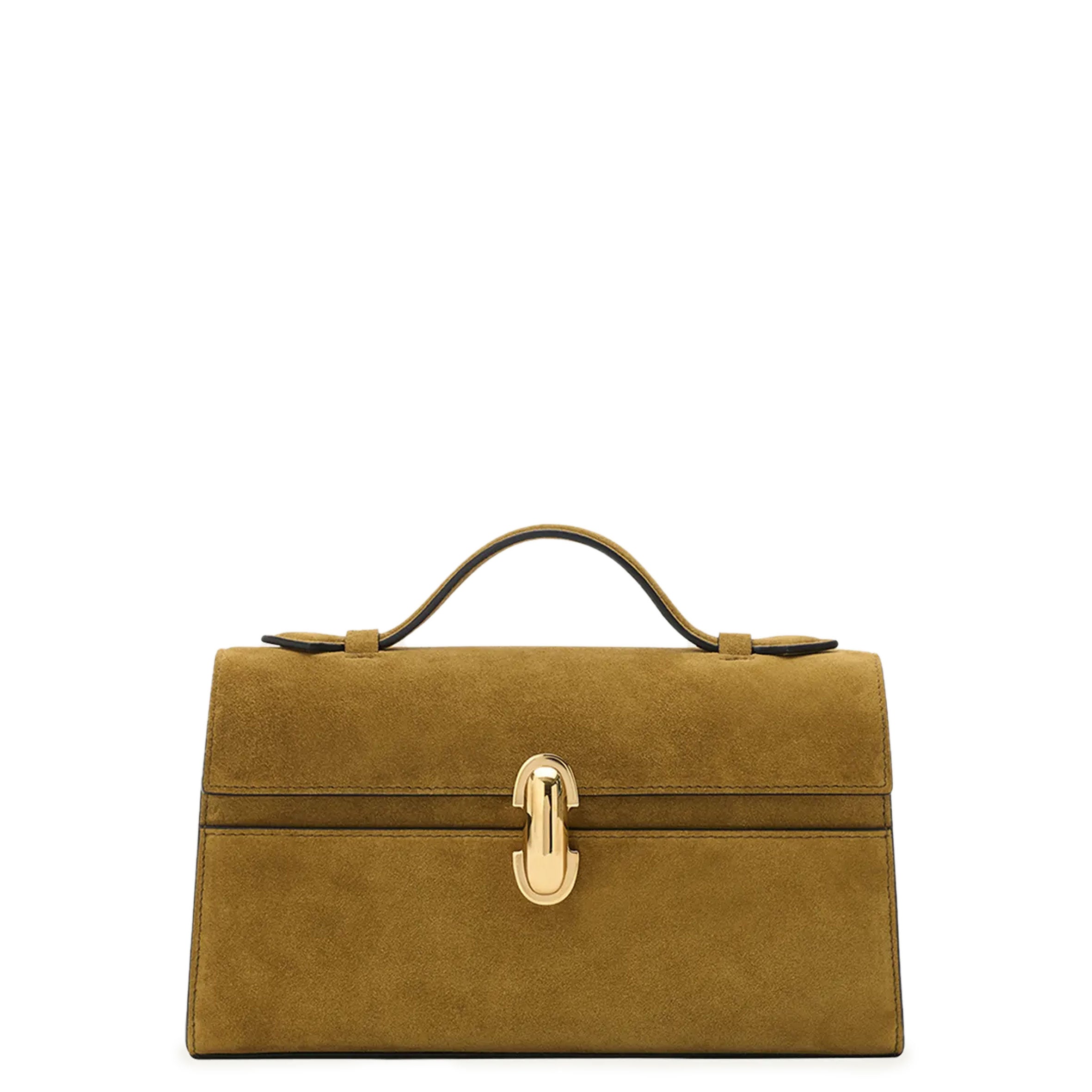 Symmetry Pouchette Suede Handbag in Sepia Brown - Elegant Crossbody Purse for Women, Perfect for Work, Date Night & Travel Accessories