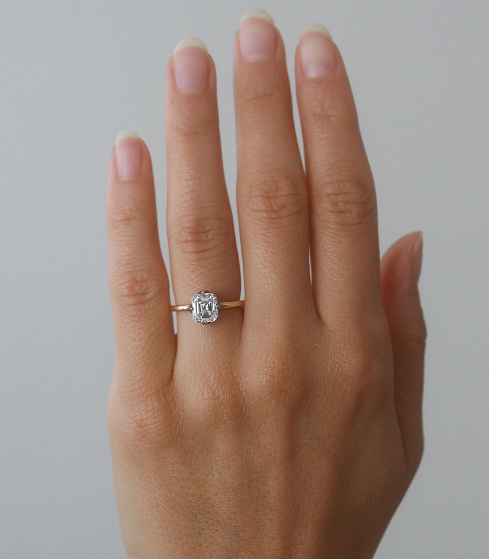 1.72Ct Emerald Cut Diamond Engagement Ring for Women - Unique Spiky Crown Design, Vintage Style Wedding Band - Perfect for Proposals, Anniversaries & Special Occasions