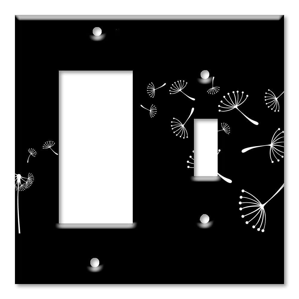 Oversized 2-Gang Combination Switch Plate Cover - Decora & Toggle Compatible - Dandelion Design - Made in USA - Perfect for Home Decor & Electrical Upgrades
