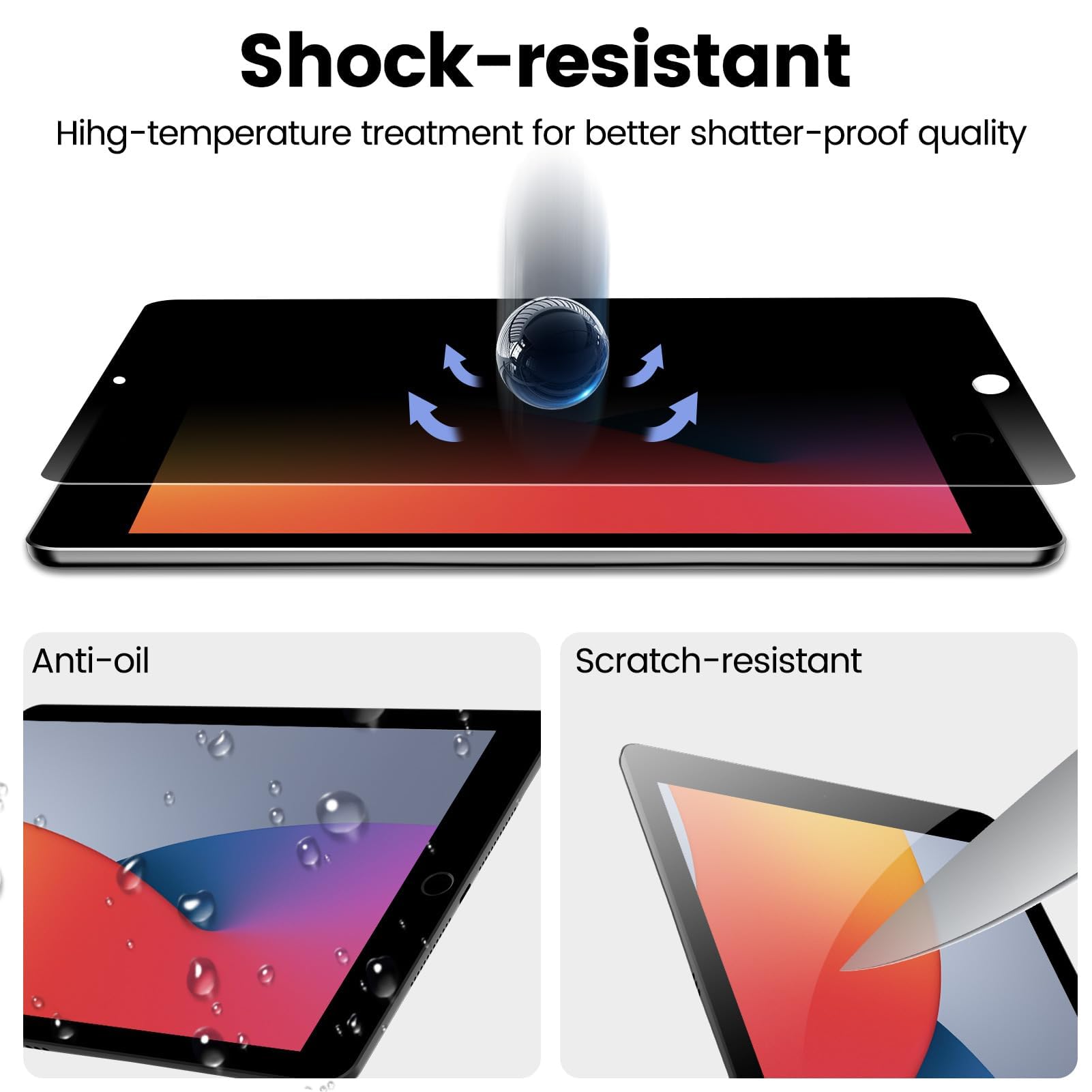 10.5 Inch iPad Air 3 (2019) & iPad Pro (2017) Privacy Screen Protector - Tempered Glass, Apple Pencil Compatible, Anti-Spy, HD Clear (1 Pack) - Perfect for Office, Travel & Secure Browsing