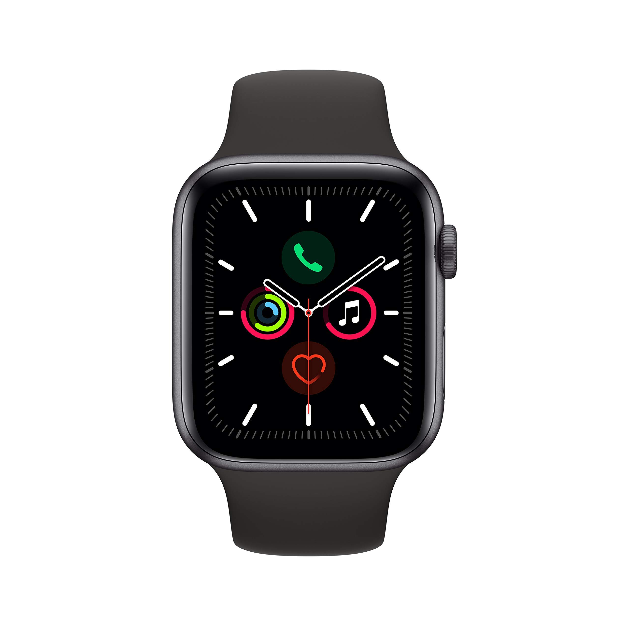 Apple Watch Series 5 (GPS, 44mm) - Space Gray Aluminum Case with Black Sport Band (Renewed) | Smart Fitness Tracker for Running, Swimming & Daily Activity Tracking