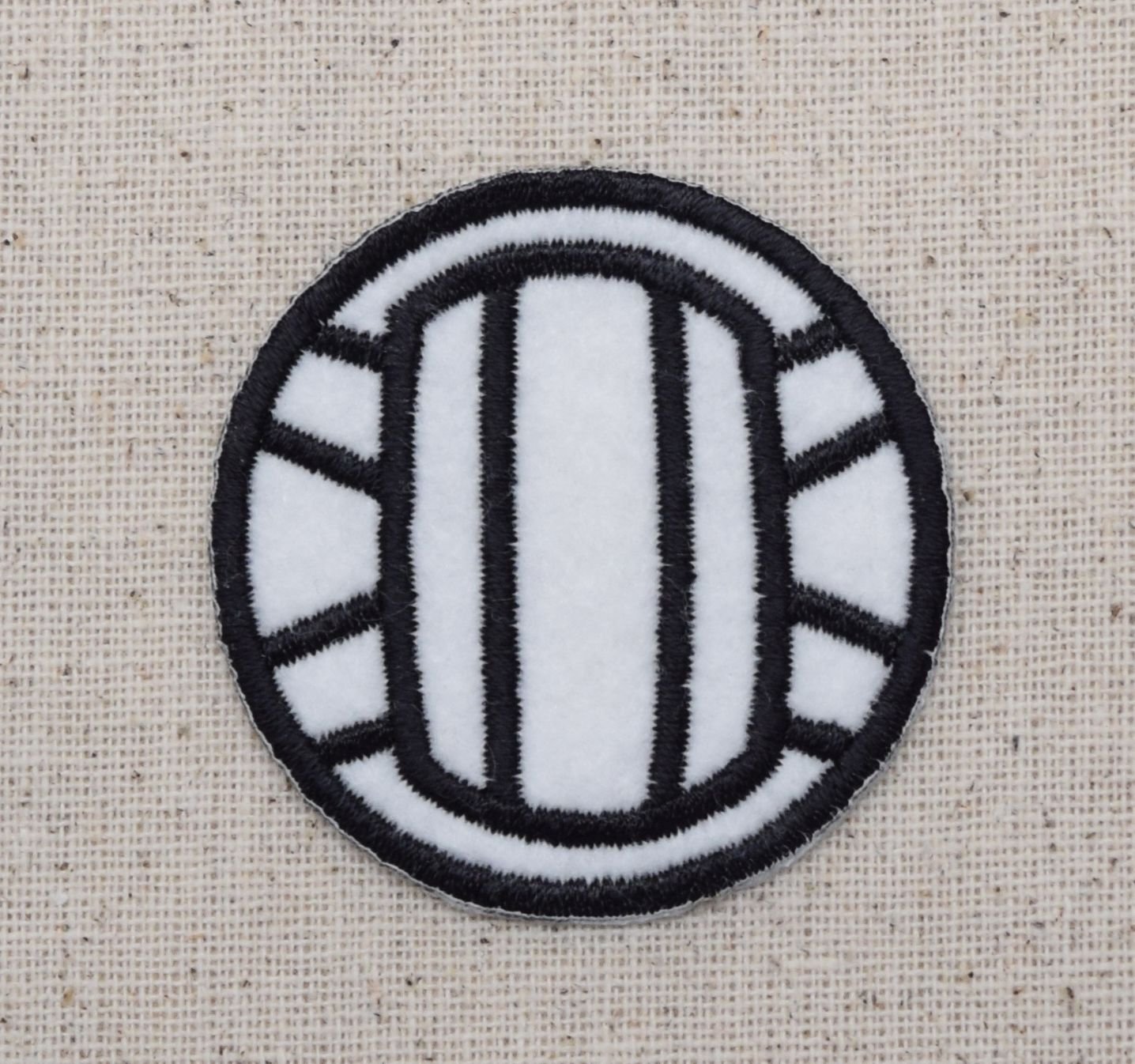White Volleyball Embroidered Iron-On Patch for Jerseys, Bags & DIY Crafts - Durable Sporty Design for Athletes & Fans