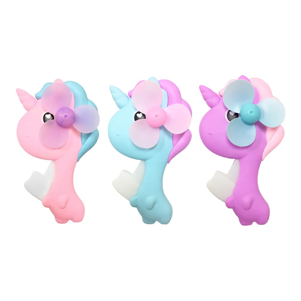 Jojofuny 3pcs Mini Handheld Fan - Small USB Rechargeable Personal Cooling Fan with Unicorn Design, Portable Desk Fan for Students, Office Workers, Travel & Outdoor Activities