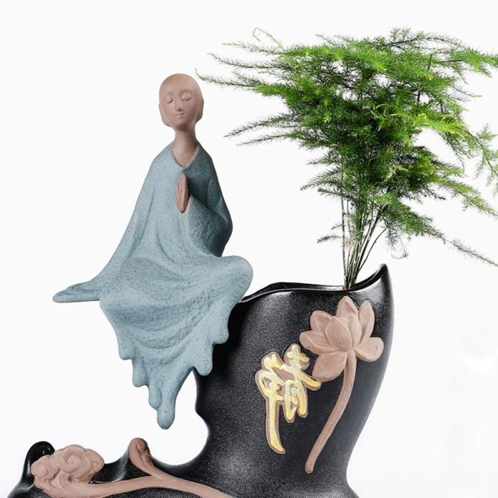 2-Piece Zen Buddha Statue Set - Handcrafted Ceramic Monk Figurines for Home Decor, Meditation Room & Garden Ornaments | Buddhist Art Sculptures & Spiritual Decorations