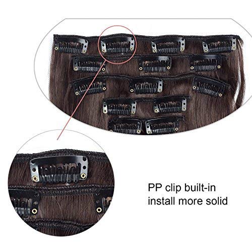 Premium Synthetic Hair Extensions for Women - 20-24 Inch Curly Dark Brown Clip-in Hairpieces (6-Pack) | Perfect for Parties, Weddings & Daily Styling