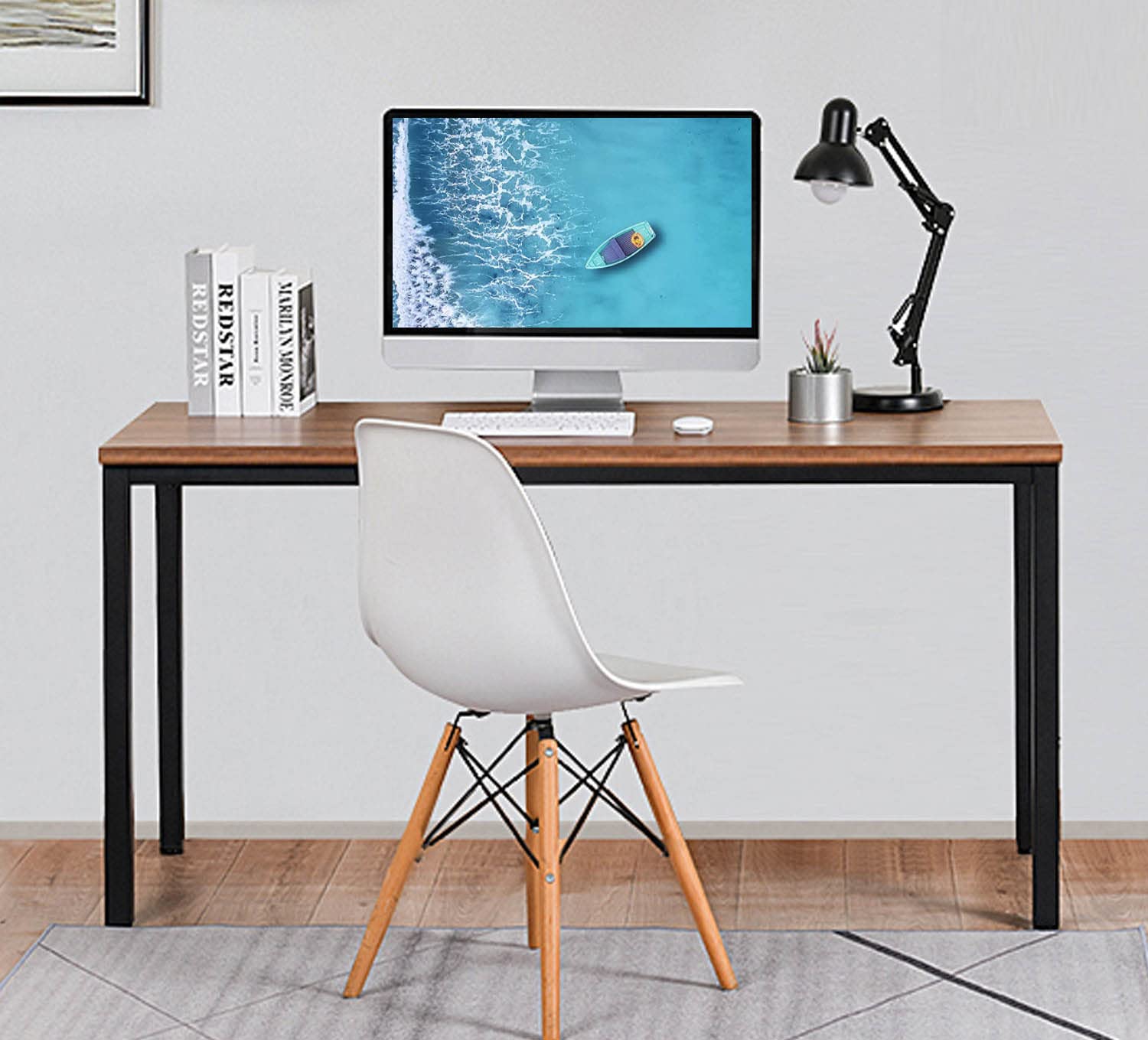 35x70 Inches Large Computer Desk & Dining Table - Sturdy Modern Office Desk for Home Office, Writing Workstation, Laptop Study Table - Walnut Finish - Perfect for Small Spaces, Remote Work & Multifunctional Use