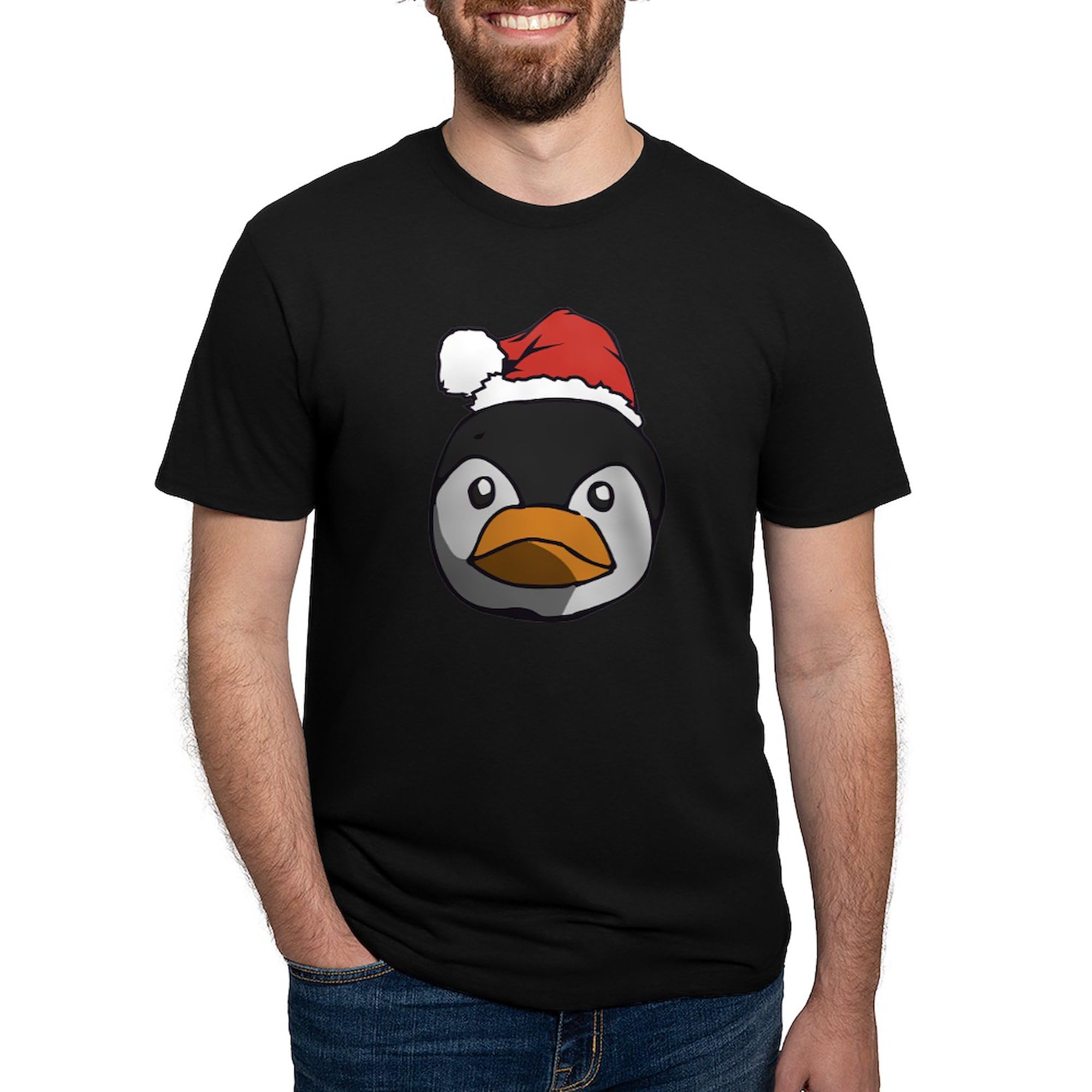 Santa Penguin Men's Tri-Blend T-Shirt - Soft Premium Tri-Blend Fabric - Perfect for Christmas Parties & Holiday Gifts