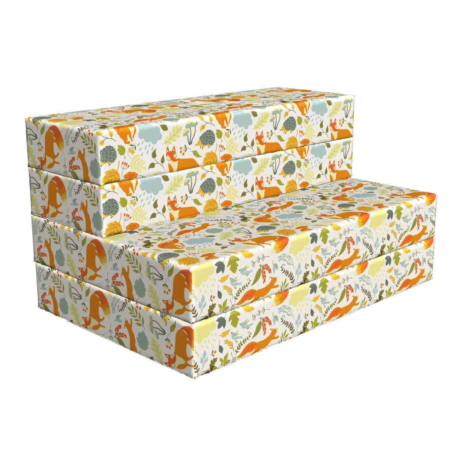 Ambesonne Foldable Mattress - Woodsy Botanical & Animal Print, 74.8