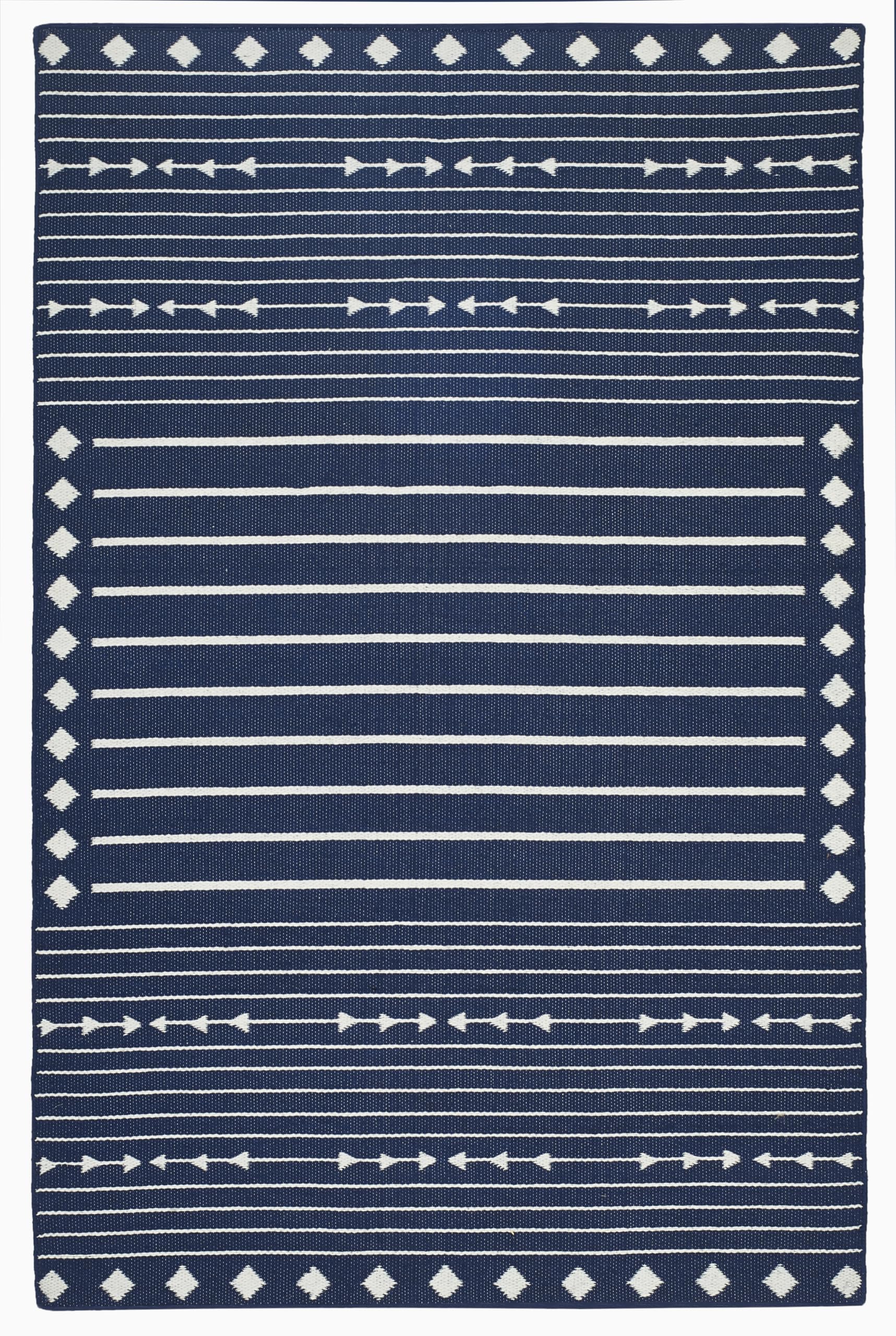 Fab Habitat Machine Washable Area Rug - Hand Woven, Stain & Pet Friendly, Reversible - Premium Recycled Polyester Yarn - Aztec Kilim Design - Navy/White - 4x6 ft - Perfect for Bedroom & Living Room Decor - Durable Floor Covering for High Traffic Areas