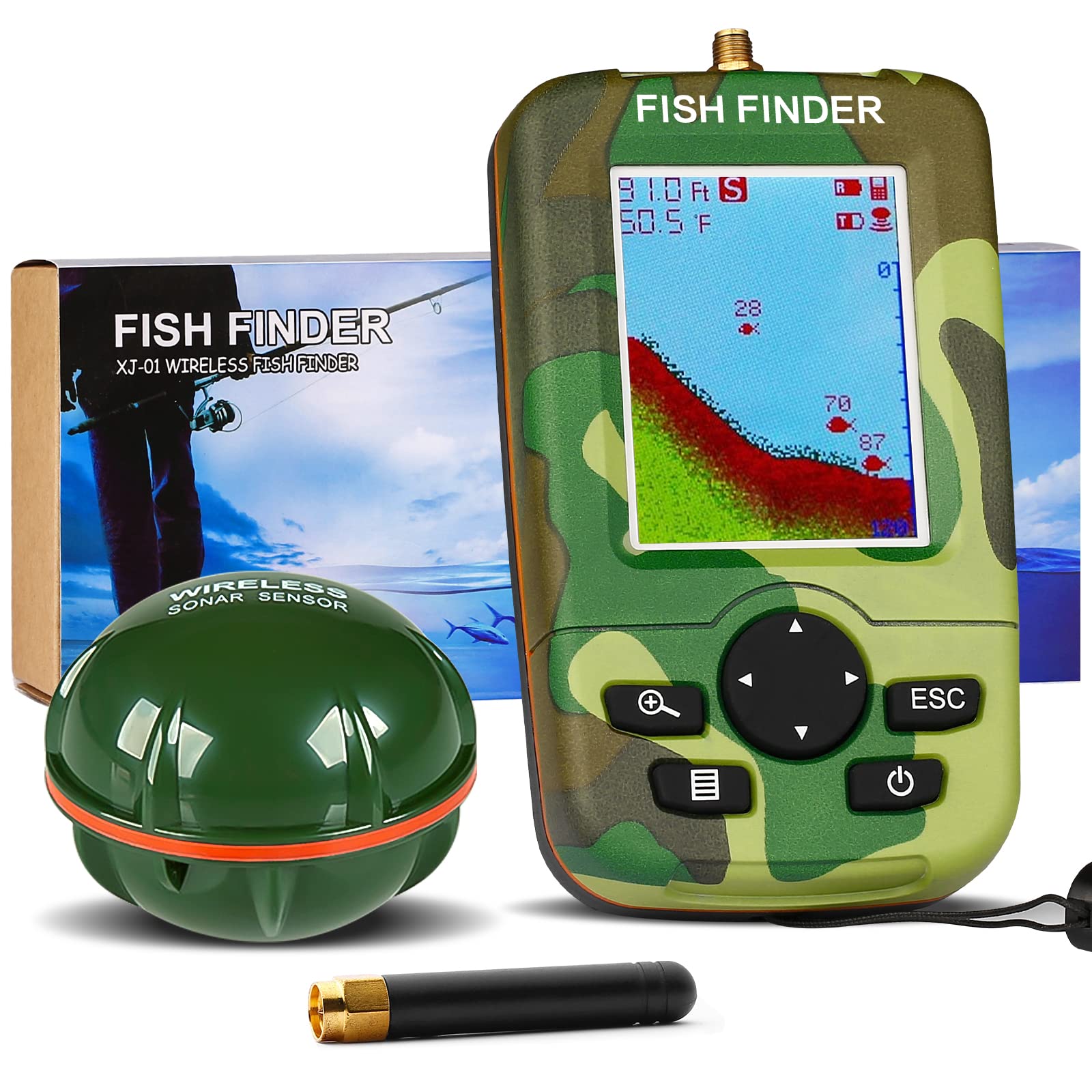 Portable Wireless Fish Finder with Sonar Sensor & Echo Sounder - Ideal for Carp Fishing, Bait Boats & Ice Fishing | Waterproof & Easy to Use for Freshwater & Saltwater Anglers