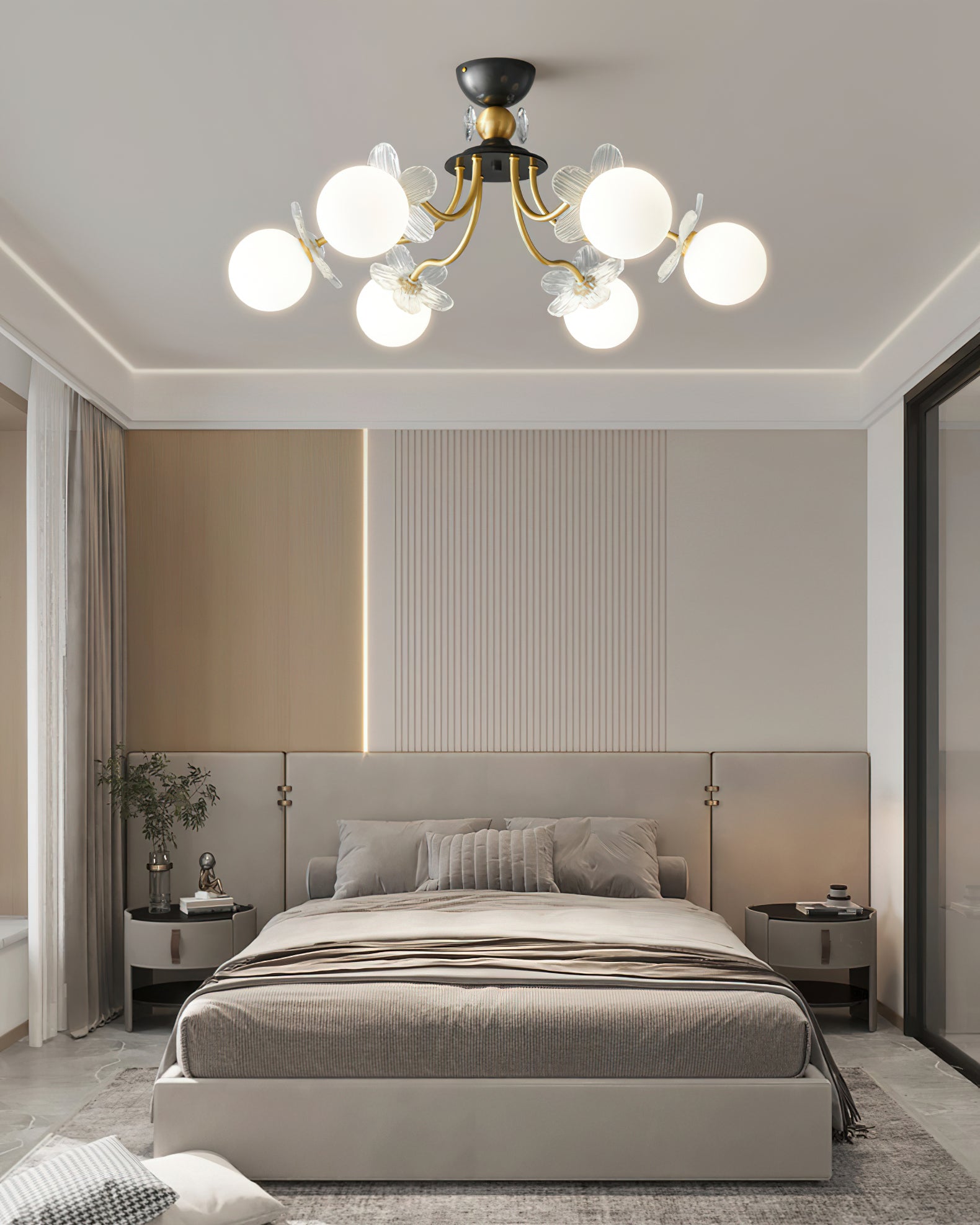 Elegant Blossom Flower Glass Chandelier - Crystal Ceiling Light Fixture for Dining Room, Bedroom & Living Room Decor