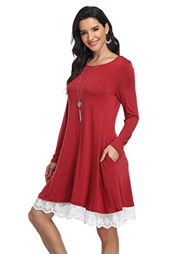 Wine Red With Lace Trim