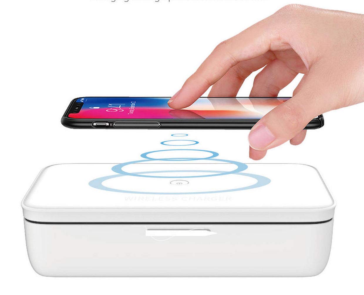 UV-Clean Sanitizing Box with Aromatherapy & Qi Wireless Charger - Fast 99.9% Germ Elimination for Smartphones, Watches, Jewelry & Beauty Tools - Portable Disinfection Box for Home, Office & Travel (White)