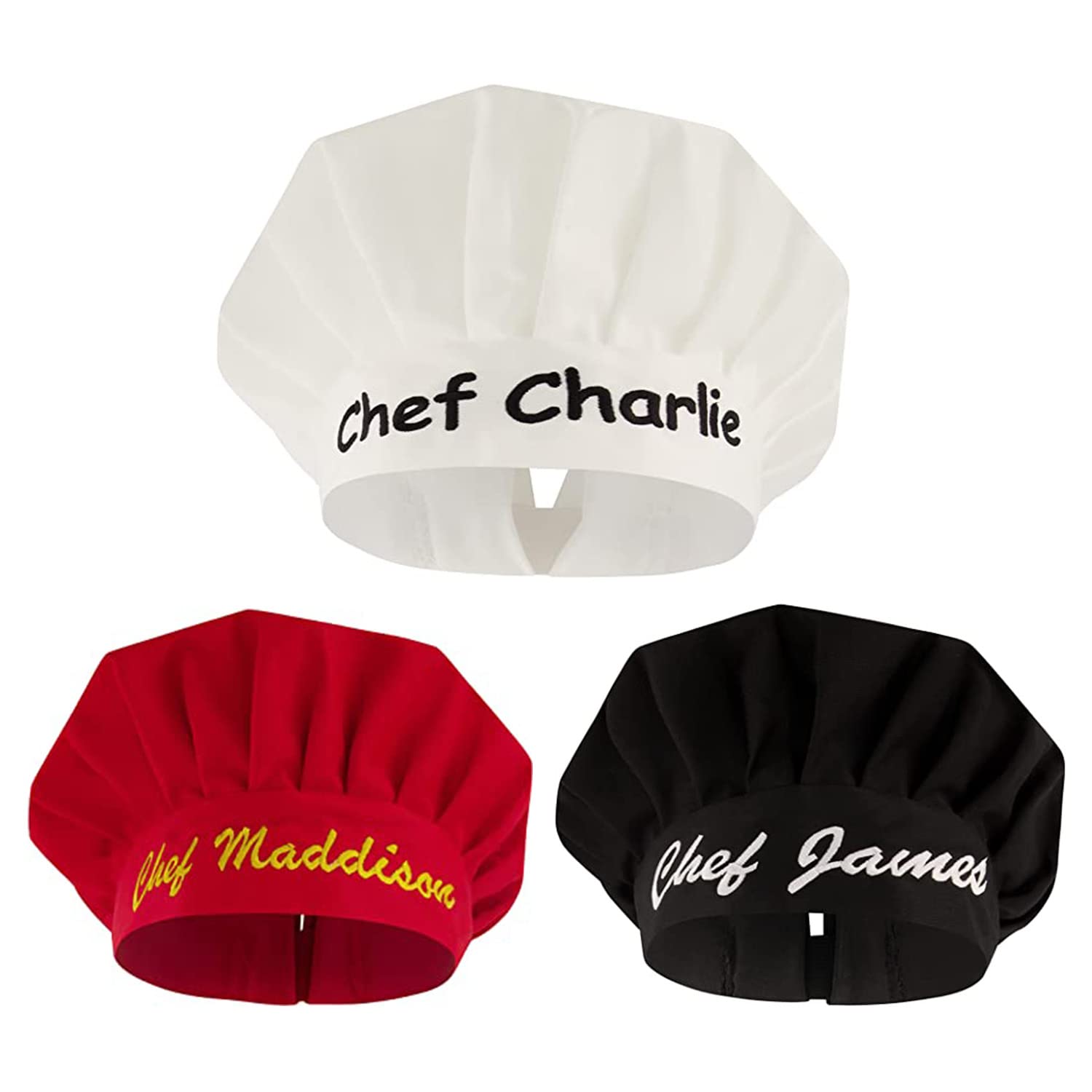 Custom Embroidered Chef Hat for Men & Women - Personalized Cooking Cap with Name - Adjustable Adult Chef Hat for Professional Kitchens, BBQ Parties & Culinary Gifts