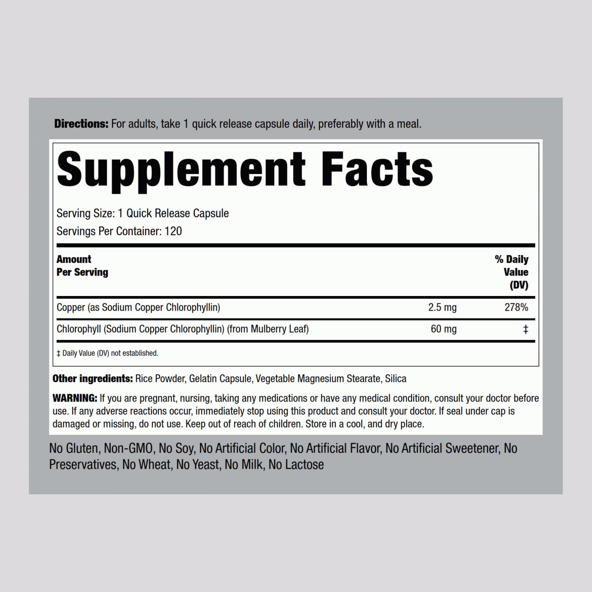 Piping Rock Chlorophyll Capsules 60mg - 120 Count | Non-GMO, Gluten Free Liquid Chlorophyll Supplement for Detox & Energy Boost | Supports Digestion & Skin Health | Perfect for Daily Wellness Routine & Detox Programs
