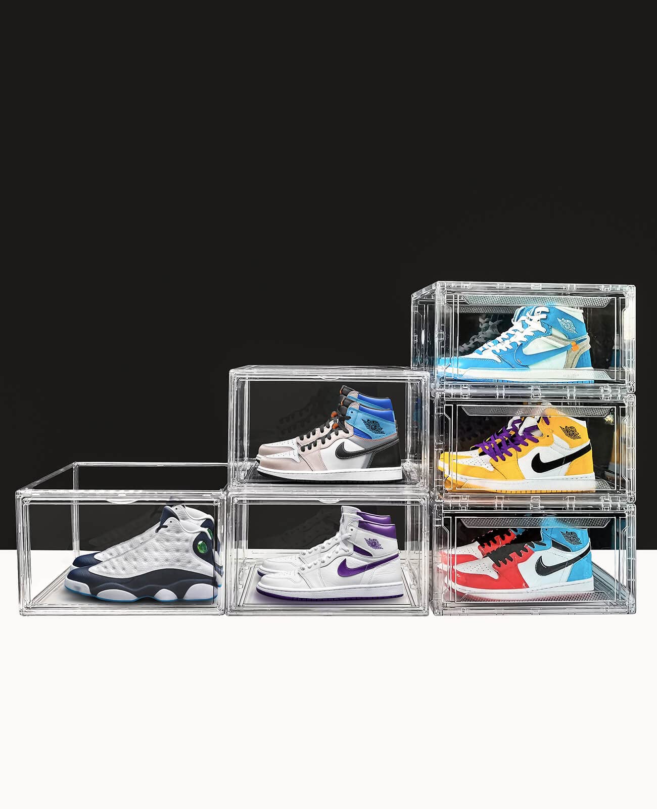 10-Pack Clear Stackable Shoe Storage Boxes with Magnetic Door - Front Opening Shoe Organizer for Sneakers & Large Shoes (14.96