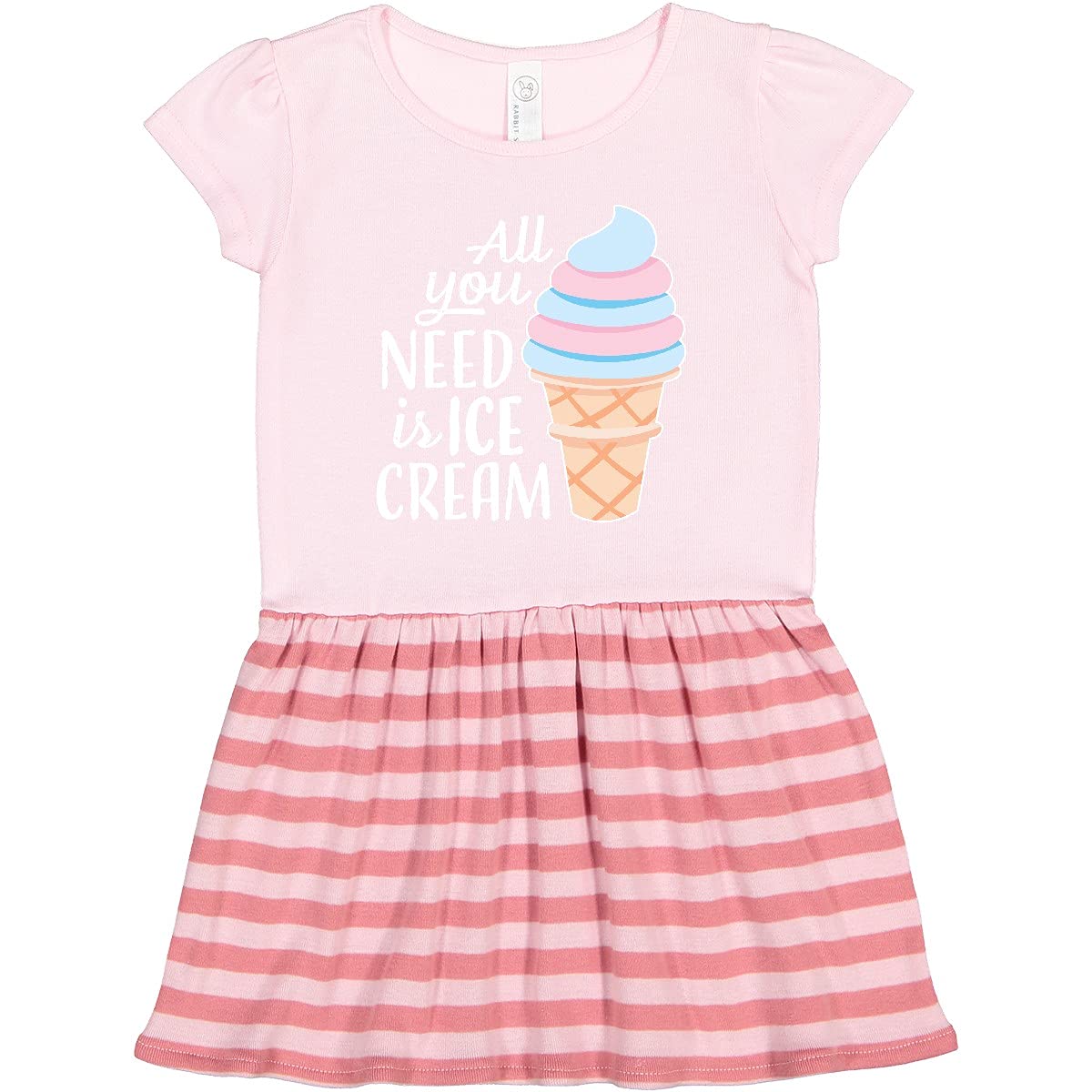 Inktastic All You Need is Ice Cream with Ice Cream Cone Toddler Dress - Cute Summer Outfit for Girls, Birthday Party, Beach Vacation & Family Photos