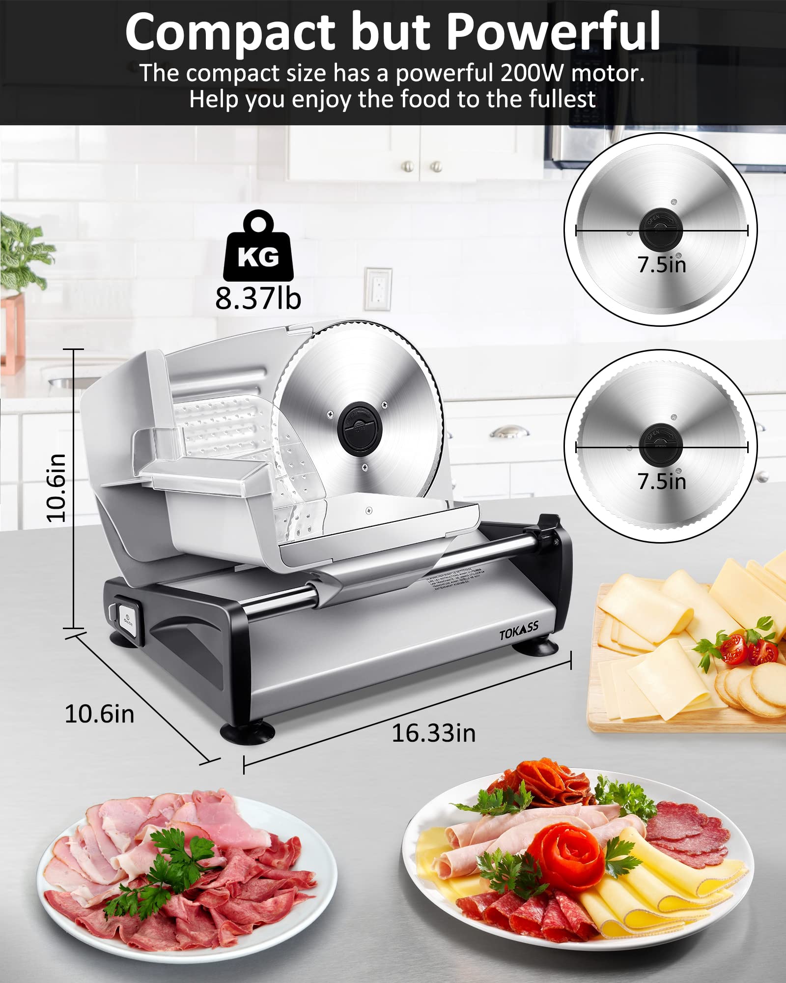 200W Electric Meat Slicer - 7.5