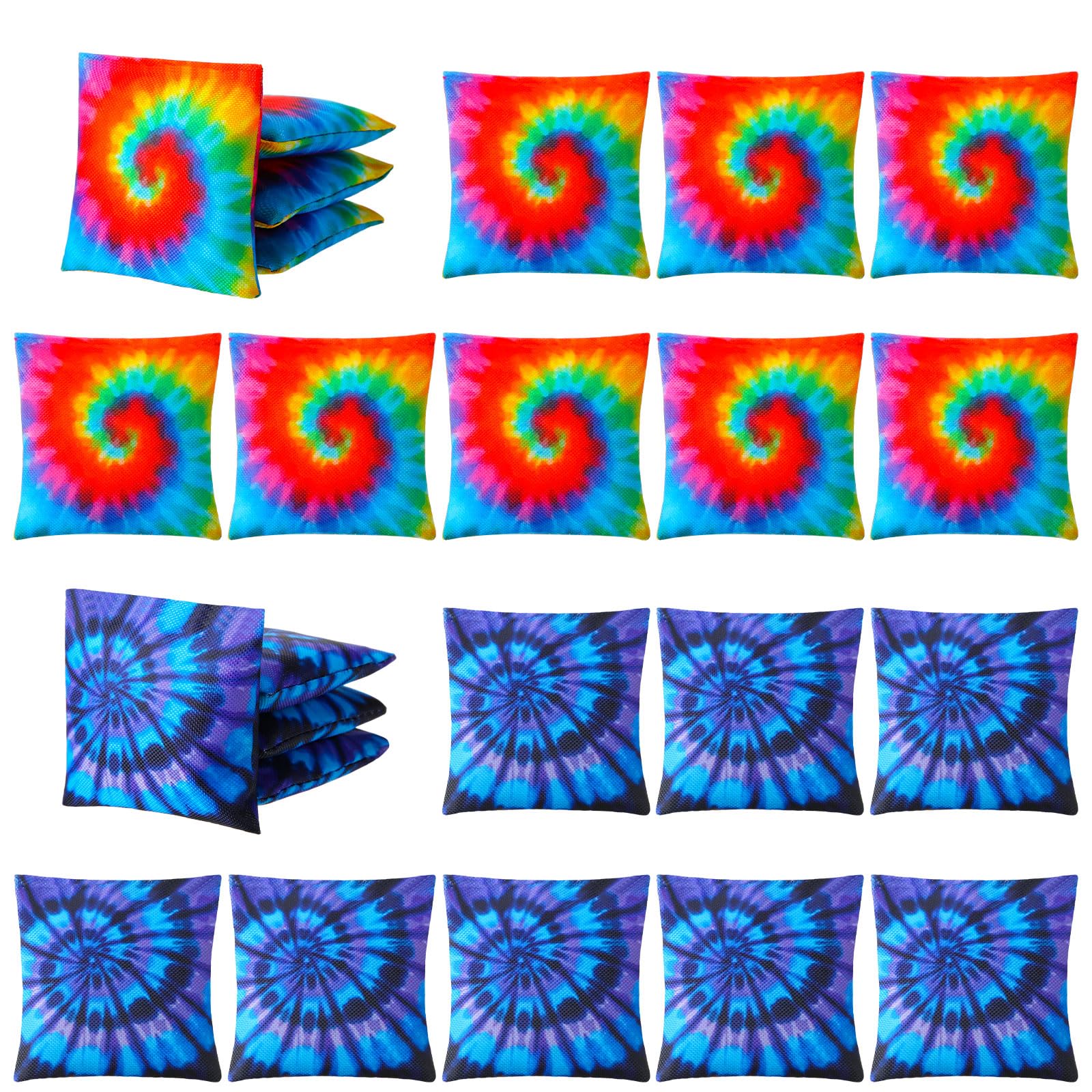24-Piece Mini Cornhole Bags Set - Premium Nylon Toss Bean Bags with Dual-Sided Design for Outdoor Games, Family Fun, and Party Activities (2 Styles) - Perfect for Backyard BBQs, Tailgating, and Carnival Games