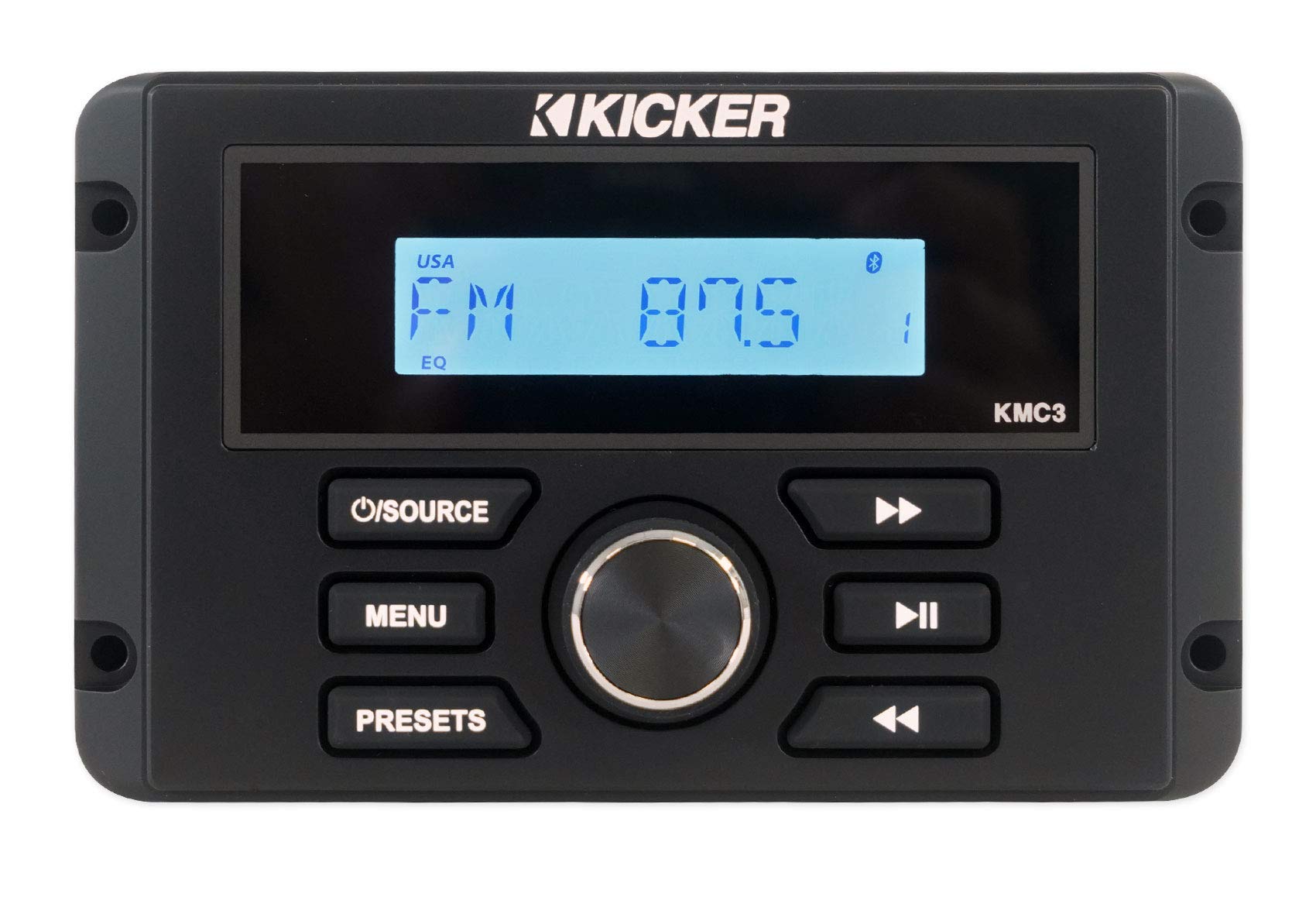 KICKER KMC3 Marine Digital Media Receiver with Bluetooth & USB for Boats, ATVs, UTVs - Bundle with Rockville MS40B 4
