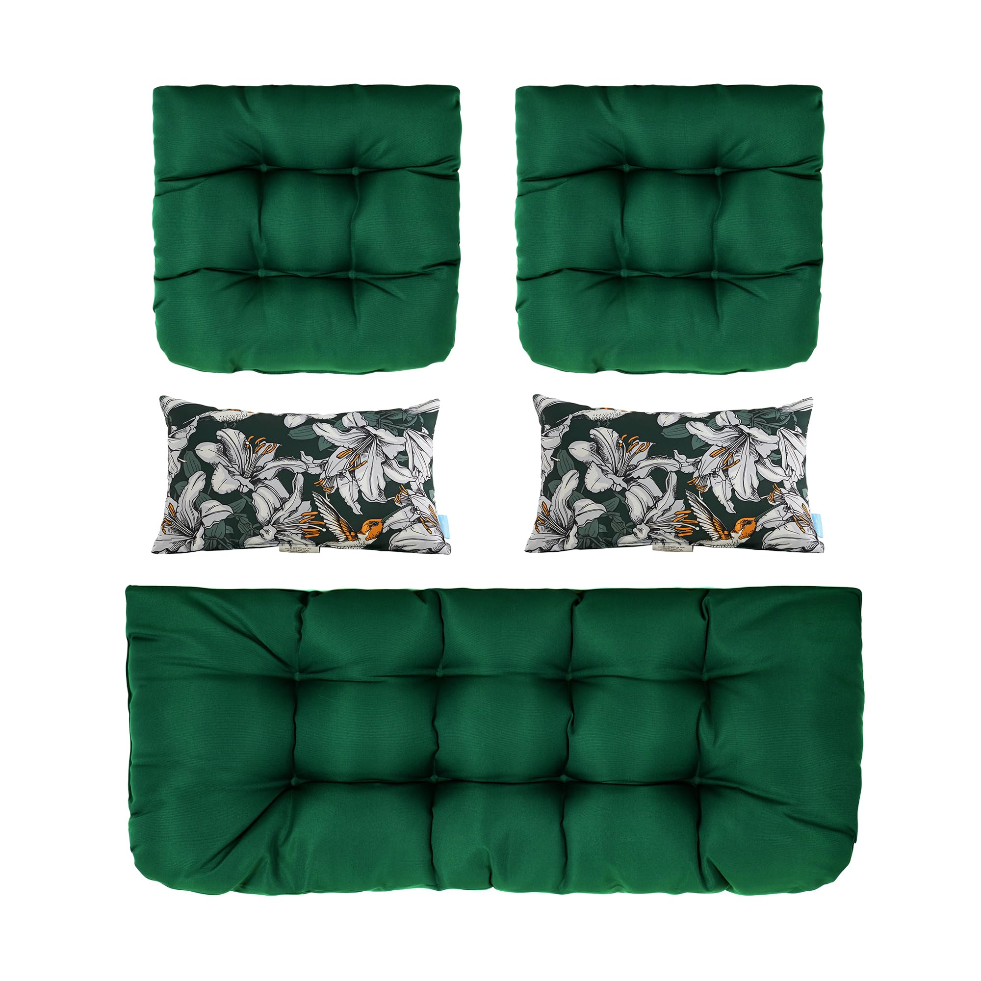 ARTPLAN All-Weather Outdoor Cushion Set - 5-Piece Wicker Tufted Loveseat & Bench Cushions for Patio Furniture | Waterproof & UV Resistant | Perfect for Garden, Deck, Poolside & Outdoor Lounge
