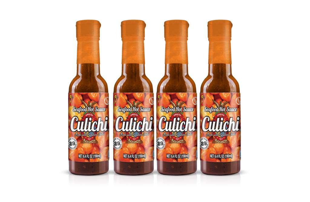 Spicy Habanero Hot Sauce - Culichi Salsa (4 Pack, 6.4oz Bottles) - Perfect for Tacos, Wings & Mexican Cuisine