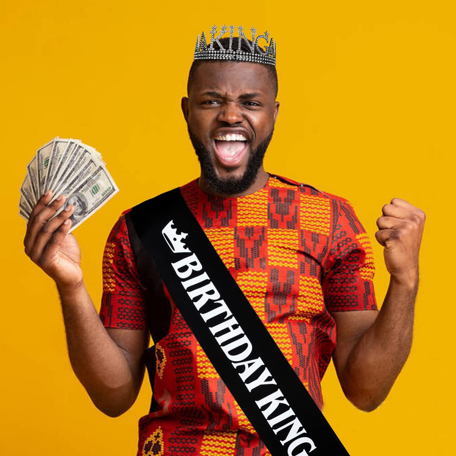 Black Birthday King Crown for Men - Royal Birthday Party Decorations & Gifts for Him | Perfect for Adult Birthday Celebrations, Themed Parties & Special Occasions