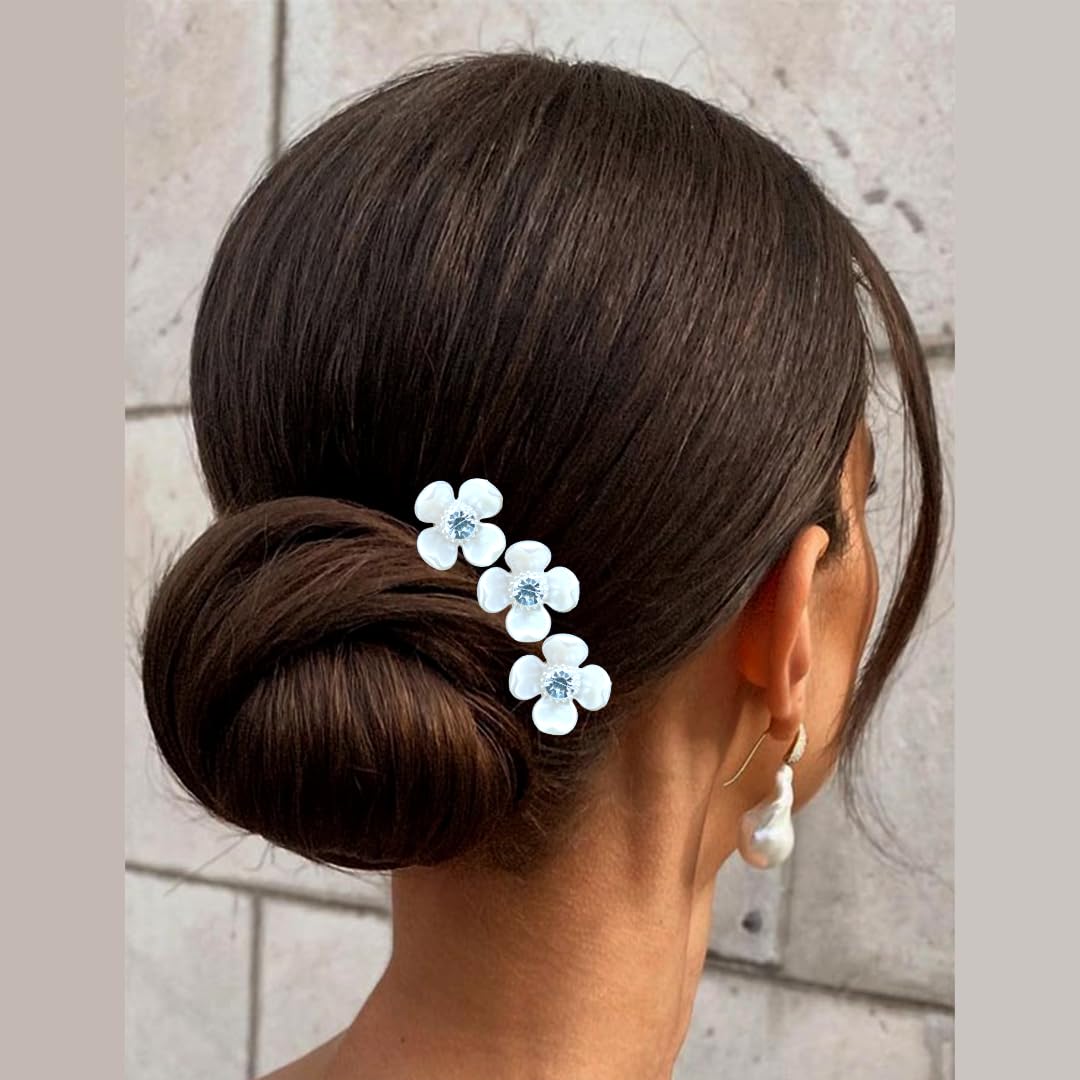 Elegant Gold Hair Pins for Women - Set of 10 Artificial Metal Hair Clips with Pearl Flowers & Crystal Stones | Bridal Hair Accessories for Weddings, Prom, Parties & Special Occasions