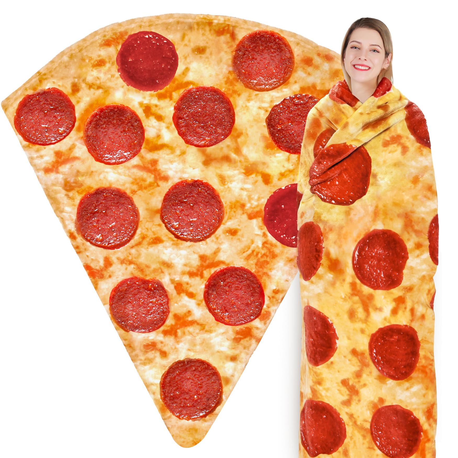 Jorbest Double-Sided Taco Pizza Blanket - 71 Inch Soft Flannel Throw for Adults, Kids & Babies (285 GSM, Red) - Funny Birthday Gift for Women, Men & Teens - Perfect for Movie Nights, Picnics & Cozy Home Decor