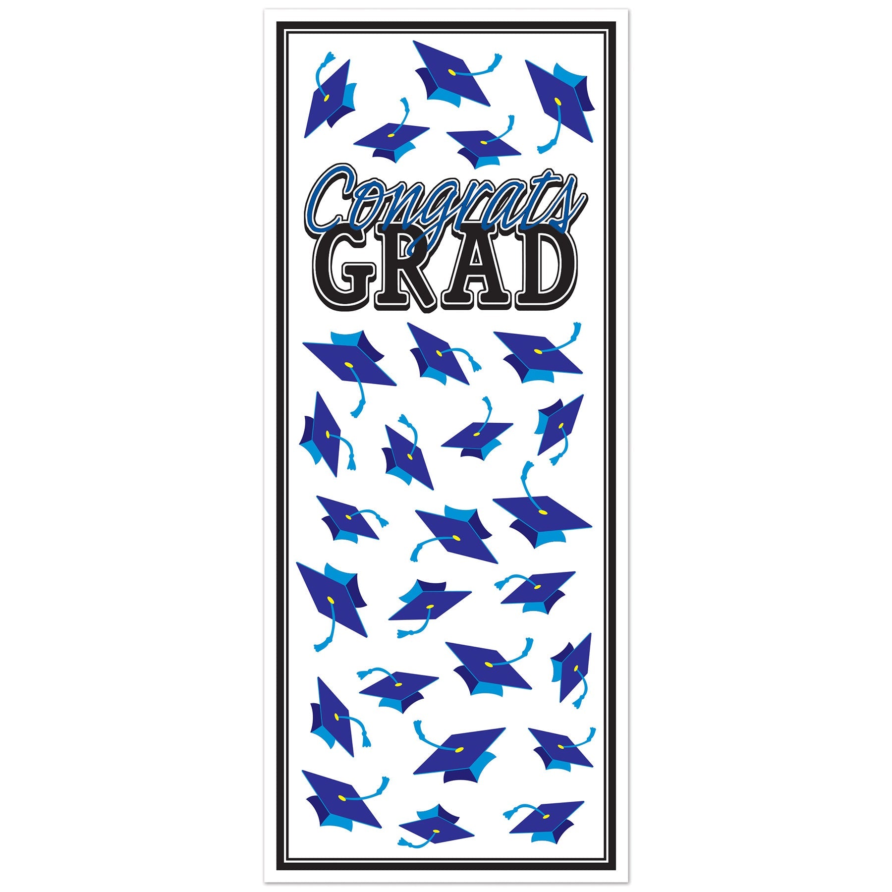 12 Pack Beistle Blue Congrats Grad Door Cover - Graduation Party Decorations for Doors, Windows & Walls - Perfect for High School & College Graduation Celebrations
