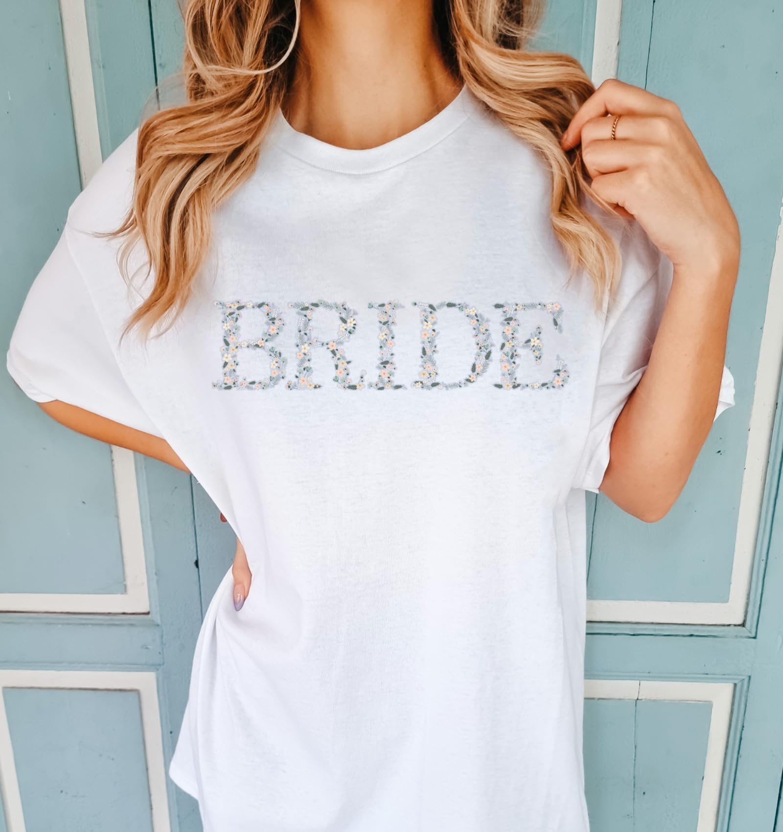 Future Mrs Sweatshirt - Floral Embossed Bride to Be Gift for Engagement, Bachelorette Party & Wedding (Short Sleeve, Women's Medium) - Perfect for Bridal Showers, Honeymoon & Newly Engaged Couples