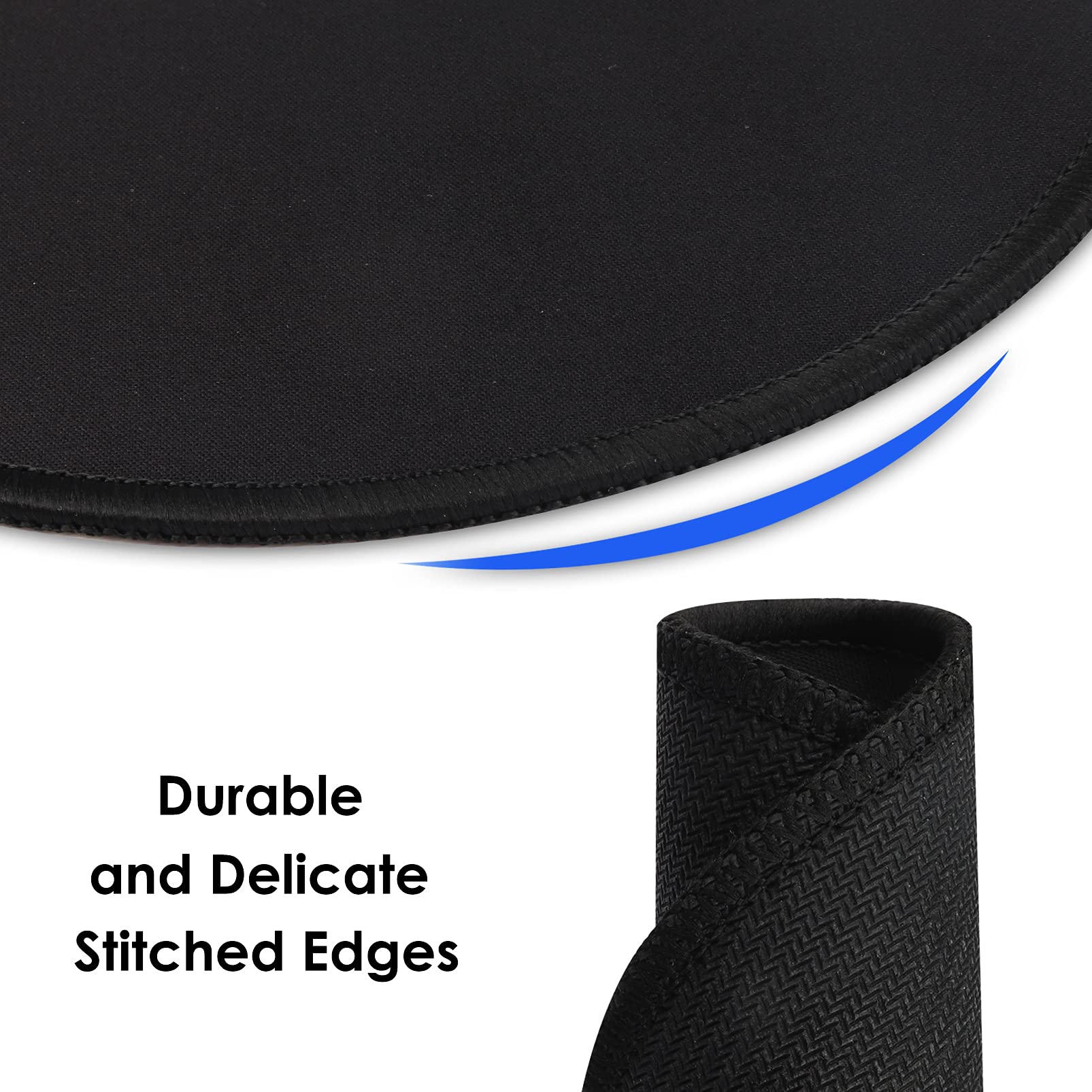 Premium Round Mouse Pad with HD Printing - Non-Slip Rubber Base & Stitched Edge - Custom Textured Gaming Mouse Mat for Laptop & PC (8.7x8.7 Inch, Black) - Perfect for Office, Gaming & Home Workspace