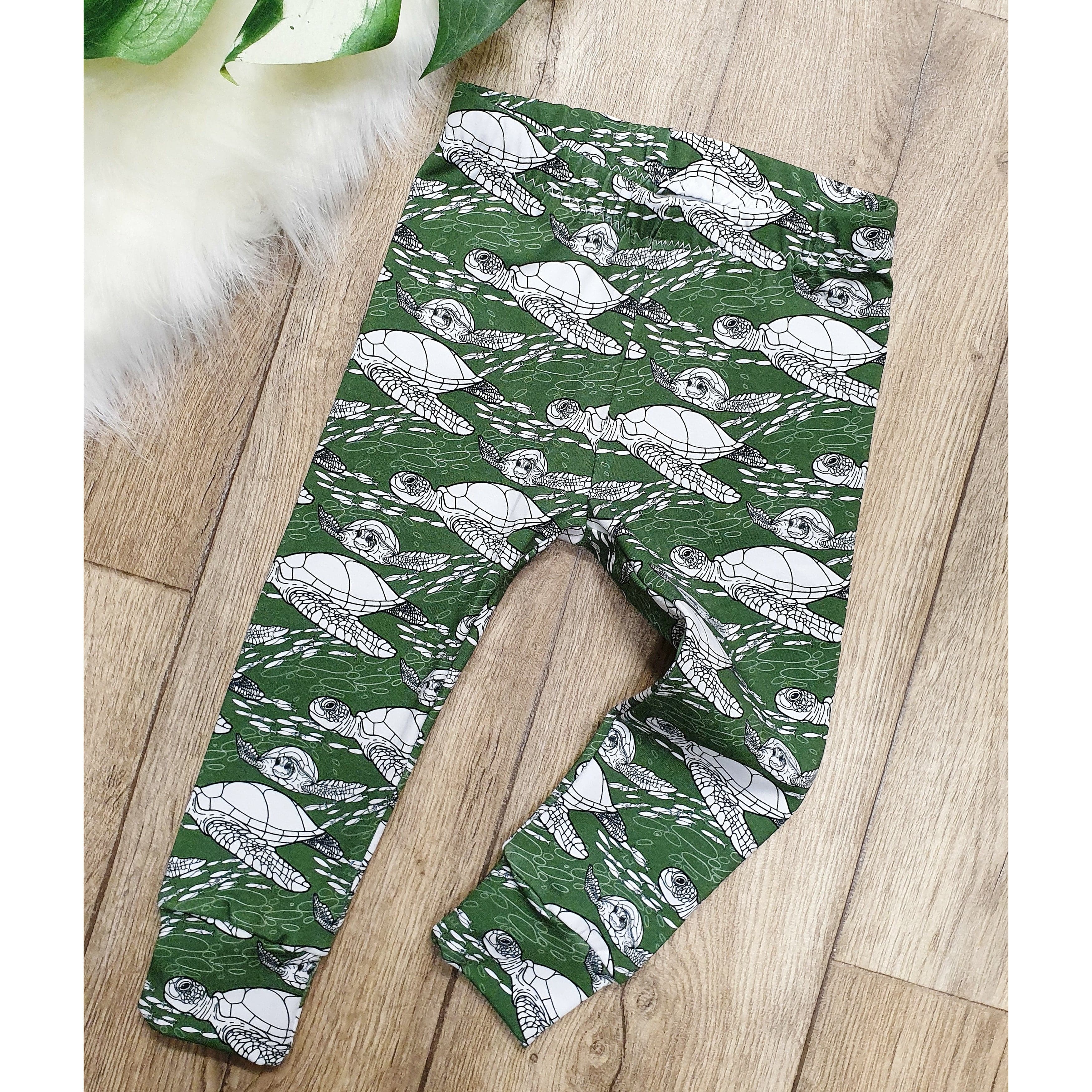 Organic Cotton Baby & Toddler Leggings with Cute Turtle Print - Soft & Comfortable for Playtime, Daycare & Outdoor Activities