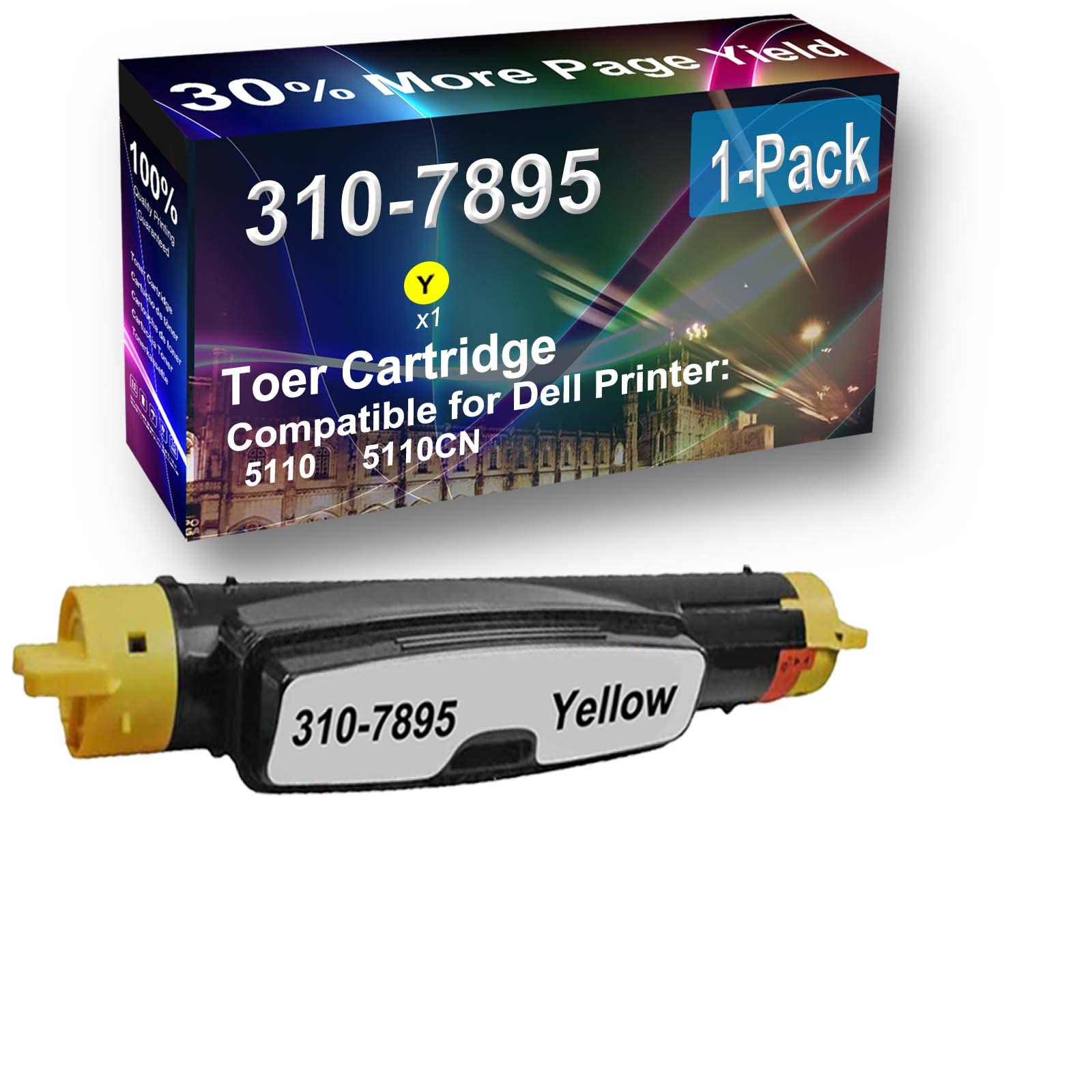 High Yield 310-7895 Laser Printer Toner Cartridge (1-Pack, Yellow) - Compatible with Dell 5110 & 5110CN Printers - Perfect for Office Printing & High Volume Documents