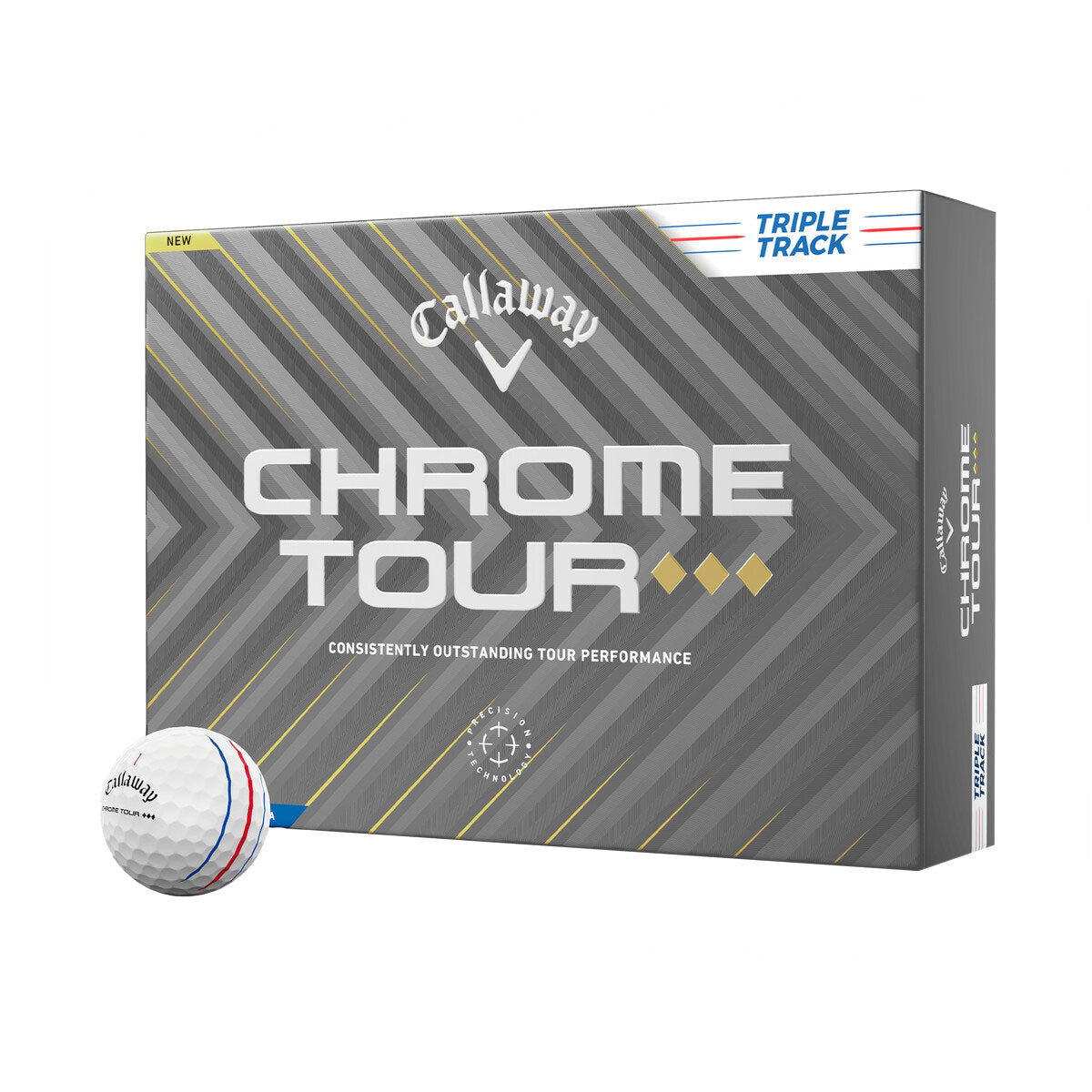 Callaway Chrome Tour Triple Diamond Triple Track Golf Balls - 12 Pack Premium Golf Balls for Enhanced Distance & Control - Perfect for Low Handicap Golfers & Tournament Play